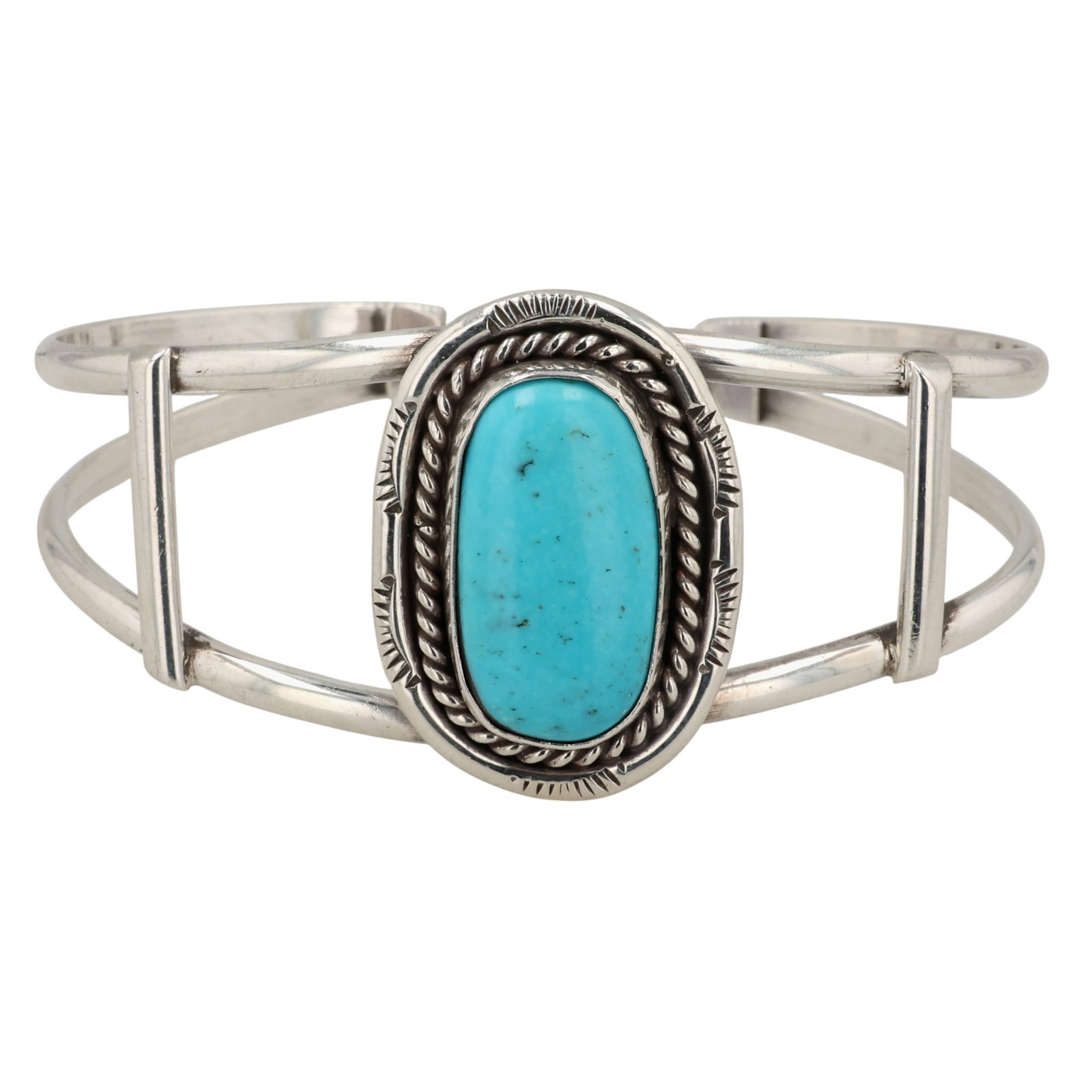 Navajo Sterling Turquoise Cuff Bracelet: Navajo Sterling Turquoise Cuff Bracelet / 17g