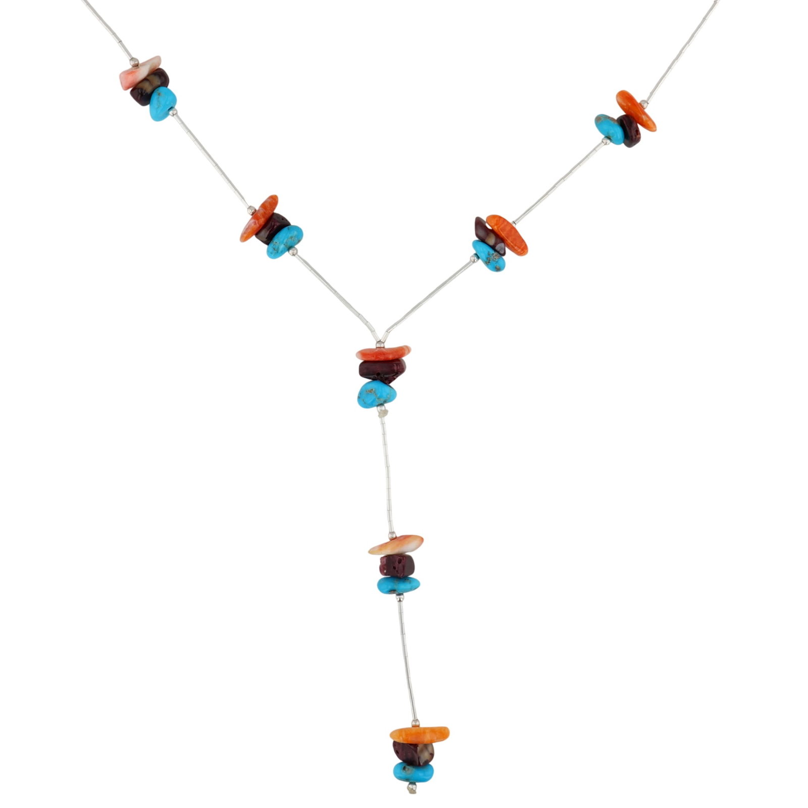 Southwest Sterling Multi-Stone Lariat Necklace (1 of 5)