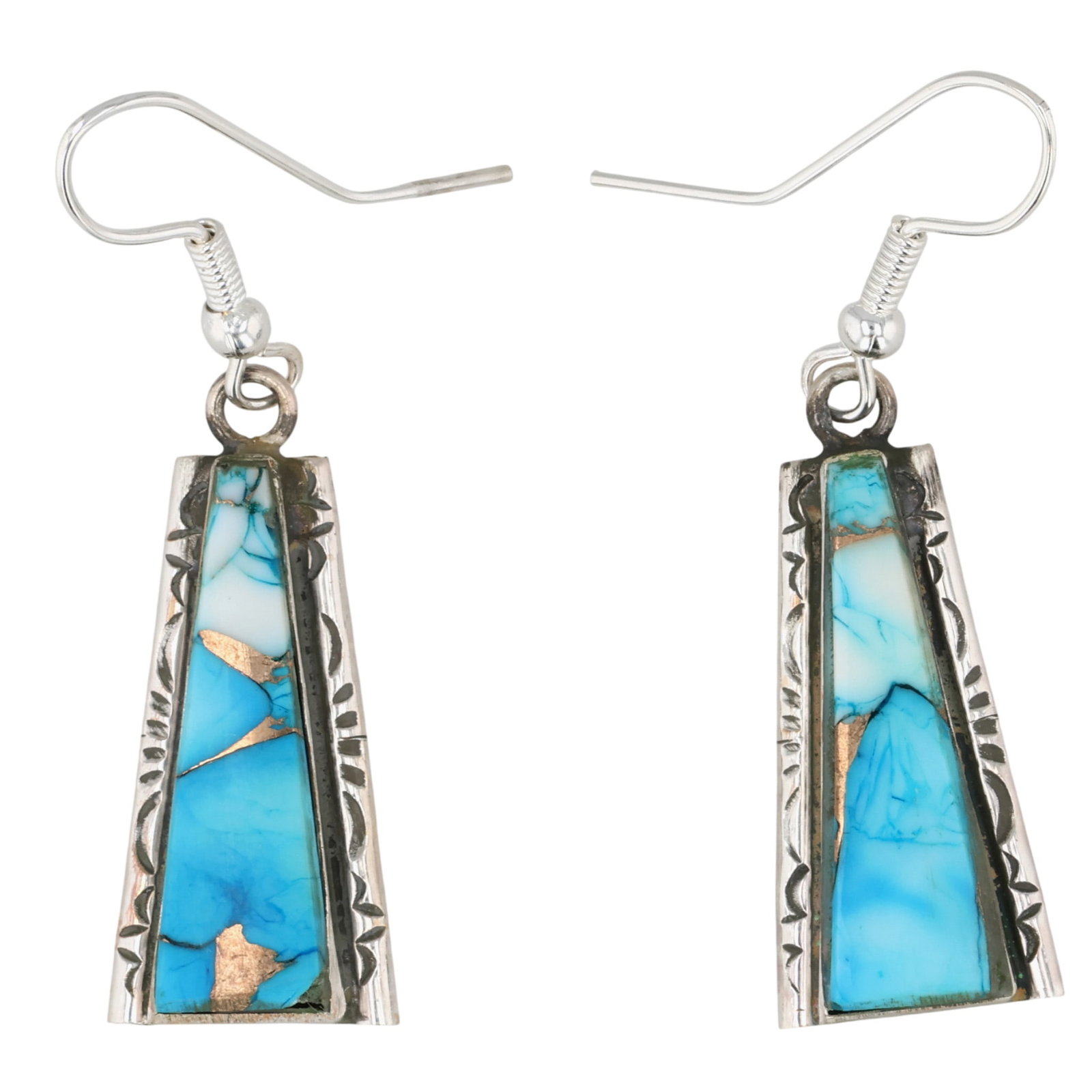 Steve Francisco Navajo Sterling Ice Blue Dahlia Earrings: Steve Francisco Navajo Sterling Ice Blue Dahlia Earrings / 5.5g