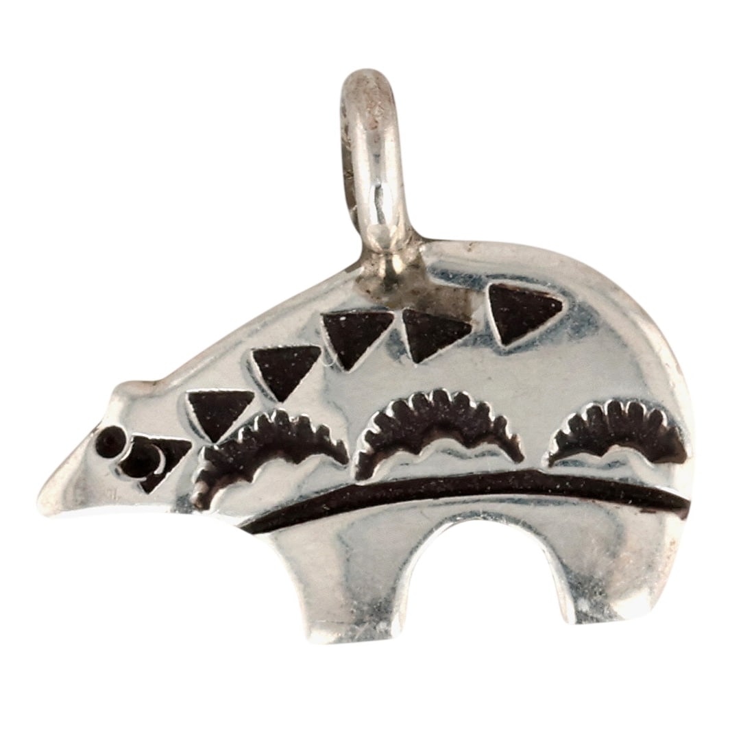 Navajo Sterling Stamp Work Bear Pendant (Norman Woody Navajo Sterling Stamped Bear Pendant) (1 of 4)