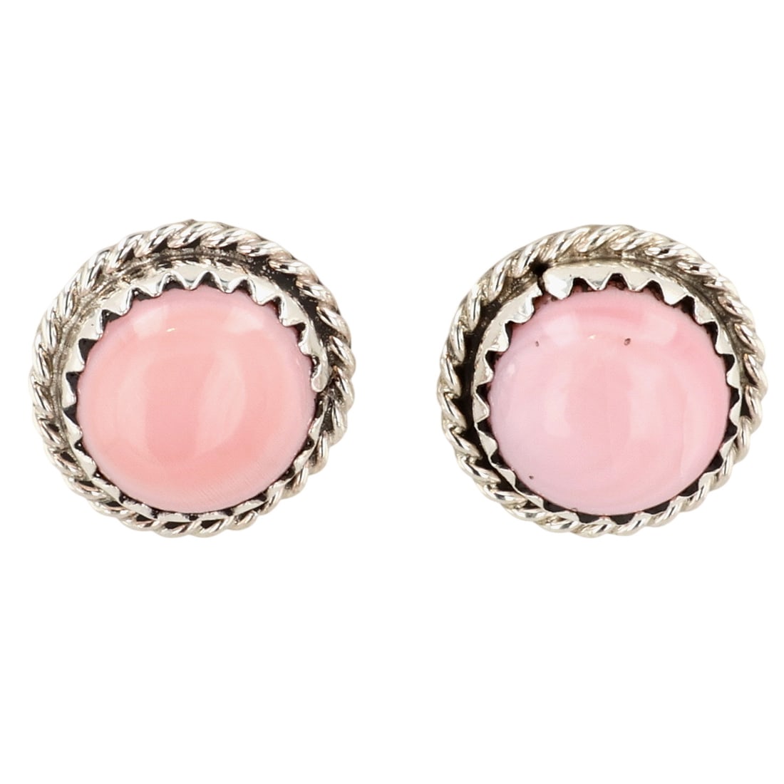 Esther White Navajo Sterling Pink Conch Earrings: Esther White Navajo Sterling Pink Conch Earrings / 2g / Unsigned. Artist attribution based on accompanying tag.