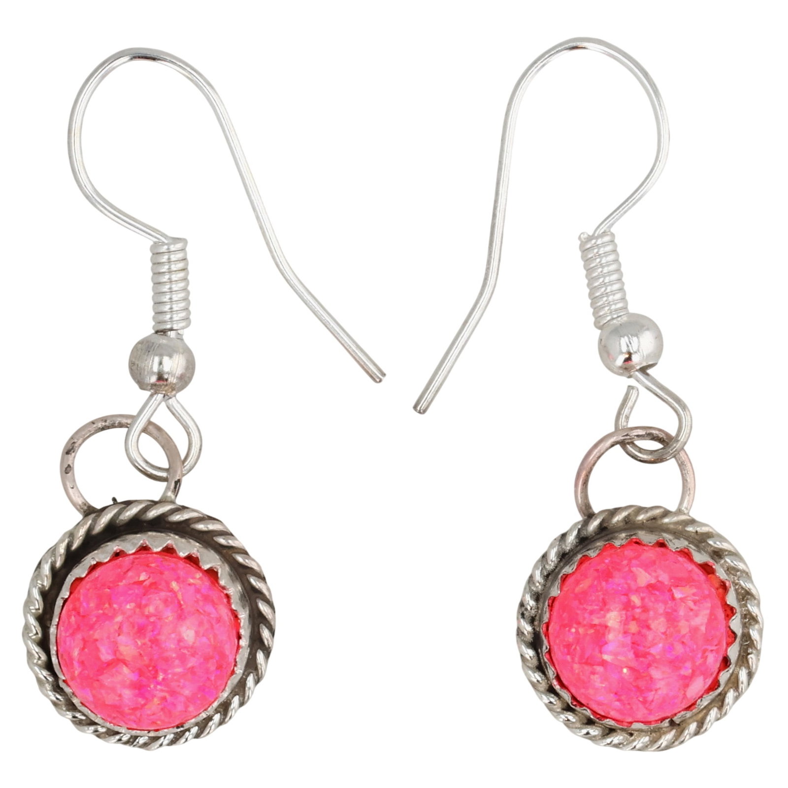 Esther White Navajo Sterling Pink Opal Earrings: Esther White Navajo Sterling Pink Opal Earrings 2g / Unsigned. Artist attribution based on accompanying tag.