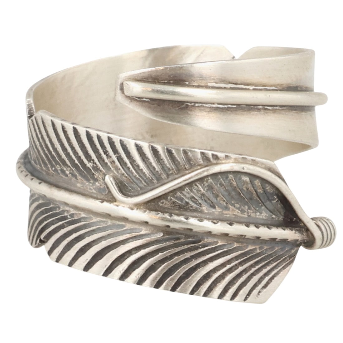 Chester Charley Navajo Sterling Feather Adjustable Ring: Chester Charley Navajo Sterling Feather Adjustable Ring / Sz 8.25 / 5g