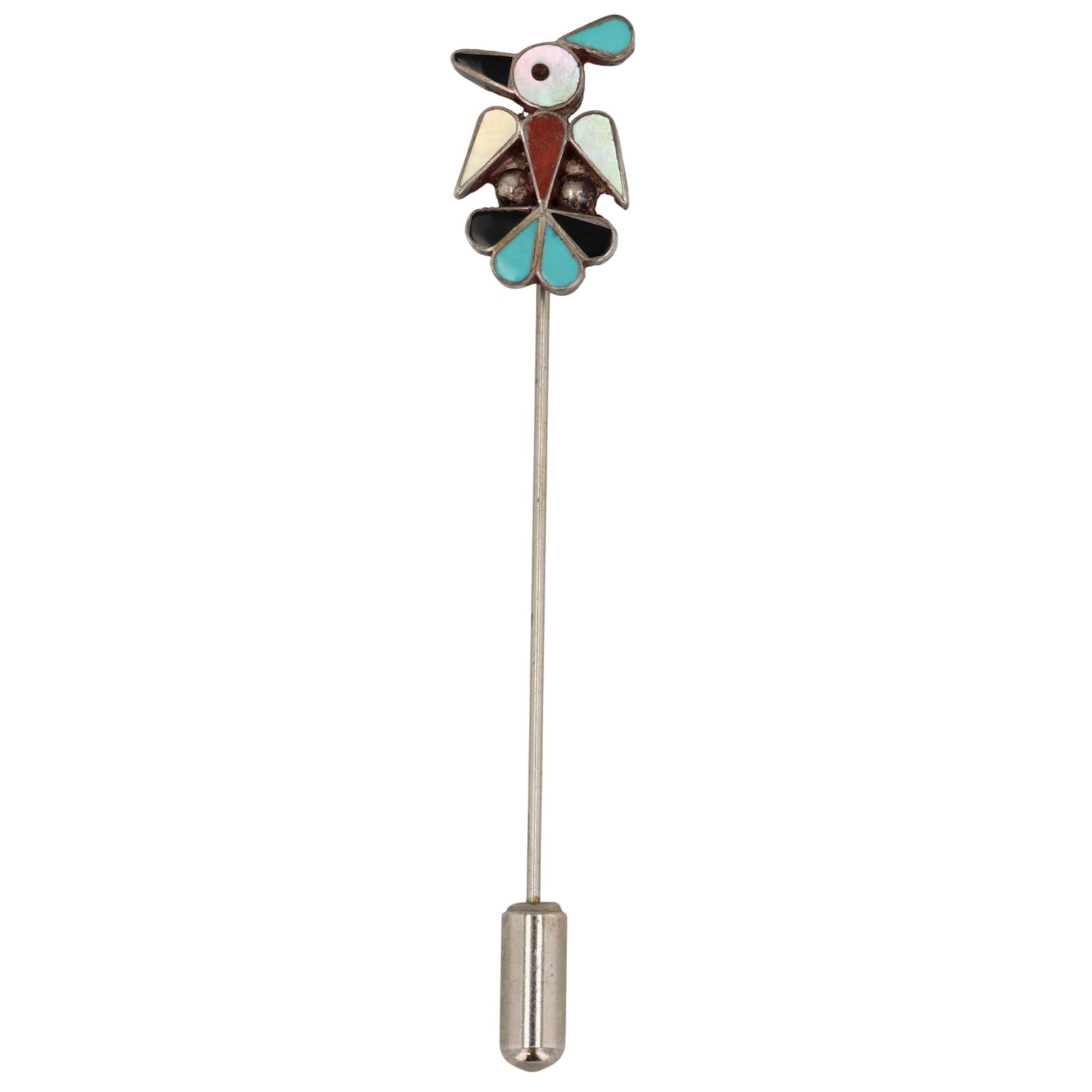 Zuni Sterling Multi-Stone Inlay Thunderbird Stick Pin (1 of 3)