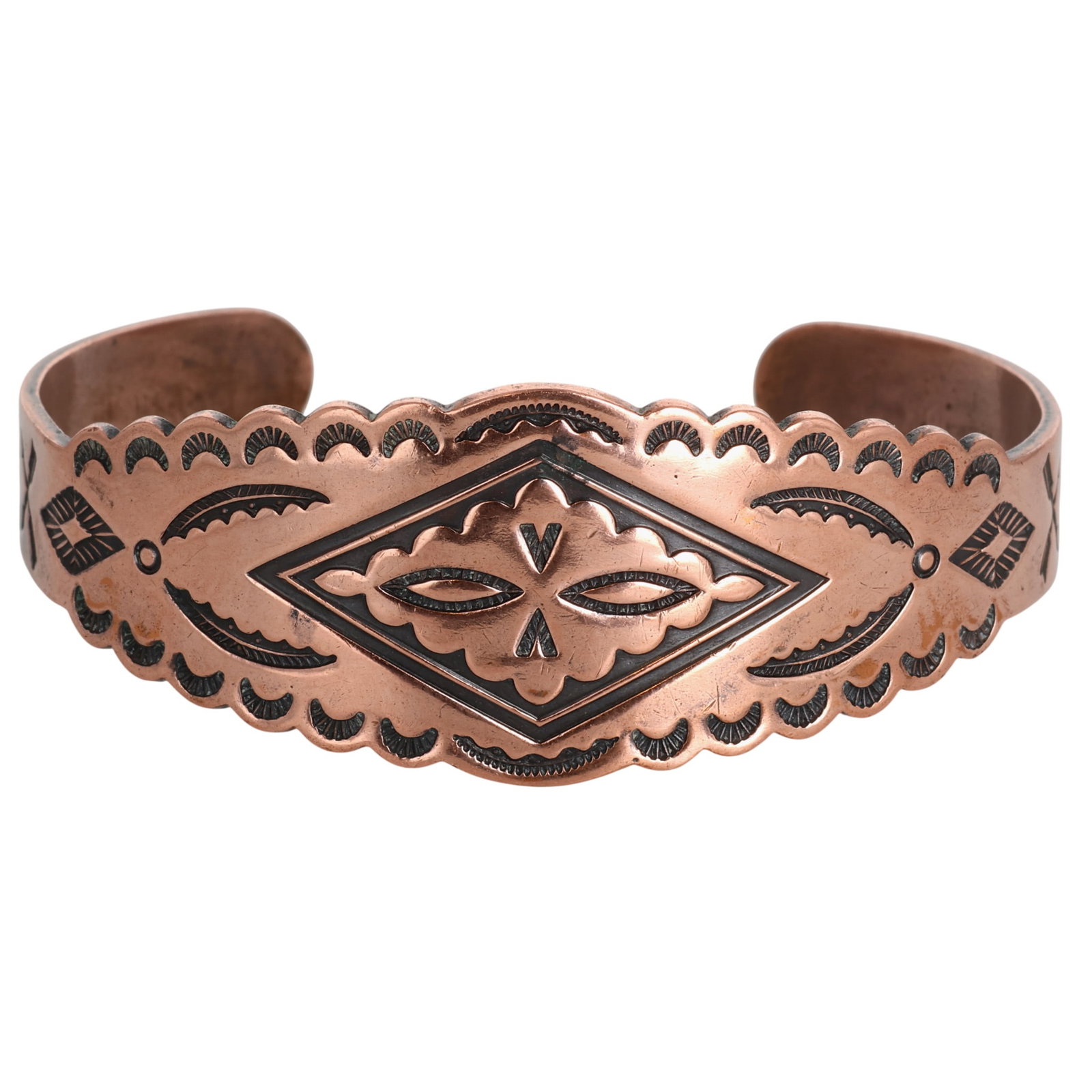 Navajo Copper Stamp Work Cuff Bracelet: Navajo Copper Stamp Work Cuff Bracelet / 19g