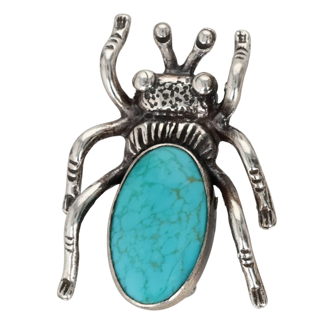 Navajo Sterling Turquoise Beetle Brooch (1 of 4)