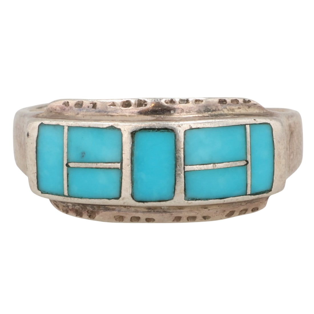 Navajo Sterling Turquoise Inlay Ring Sz 6.5: Navajo Sterling Turquoise Inlay Ring / Sz 6.5 / 3g