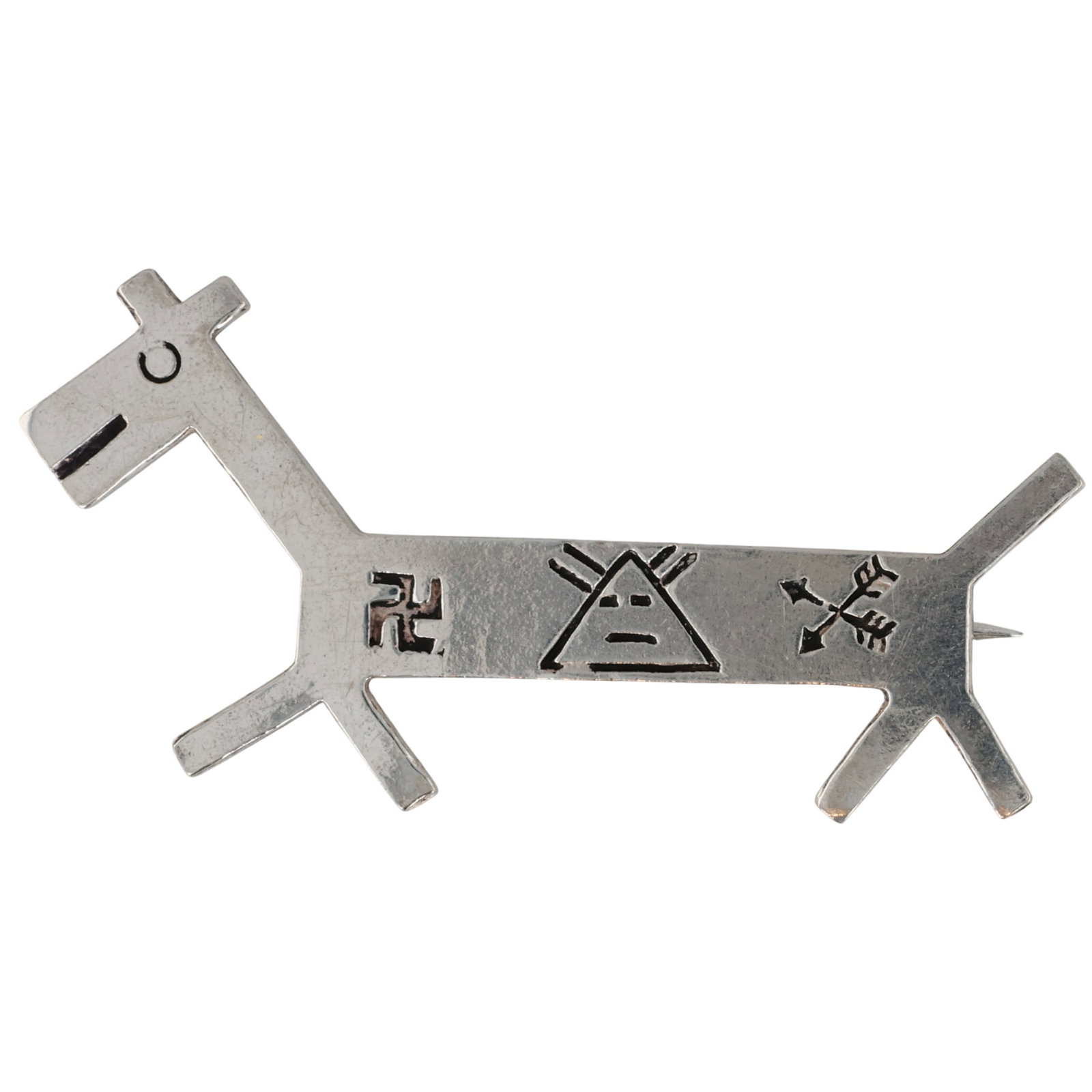 Pre-1940's Navajo Sterling Stamped Horse Brooch (1 of 3)