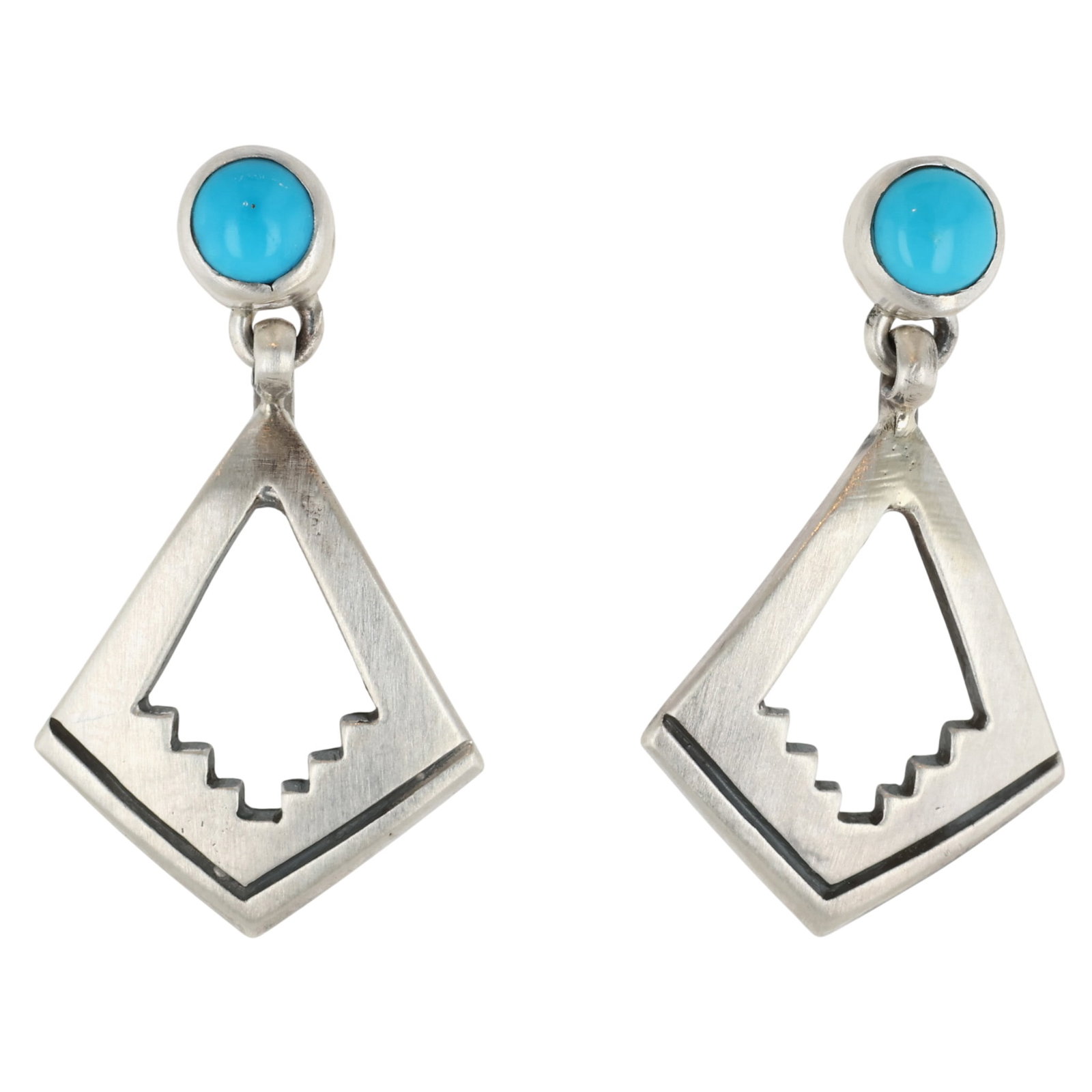 Jerold Francisco Navajo Sterling Turquoise Earrings: Jerold Francisco Navajo Sterling Turquoise Earrings / 5g / Unsigned. Artist attribution based on accompanying tag.