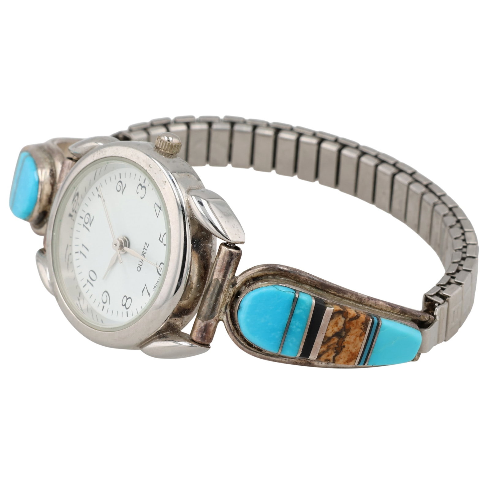 Vintage Signed Navajo Sterling Multi-Stone Inlay Watch (1 of 7)