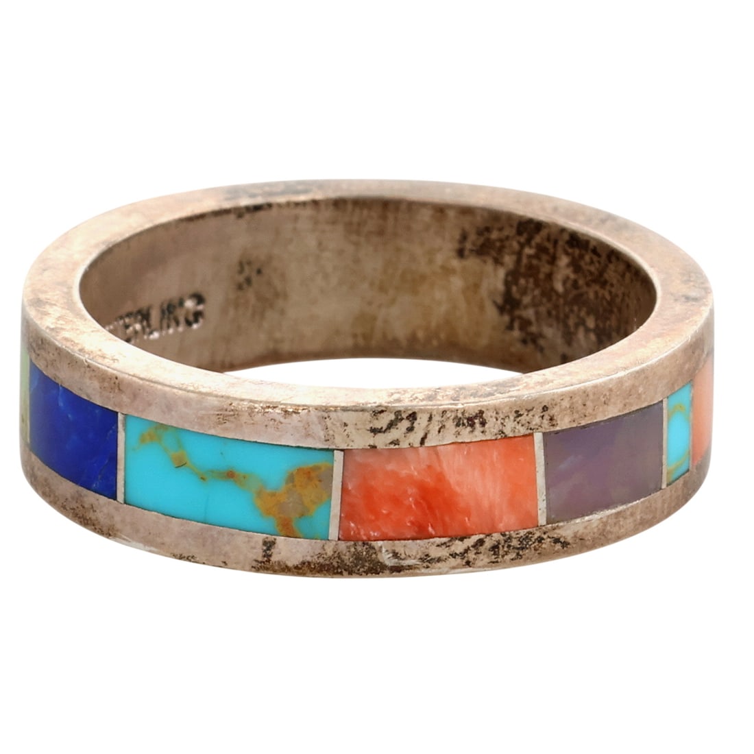 Valerie Yazzie Navajo Sterling Multi-Stone Inlay Ring Sz 9.5 (1 of 6)