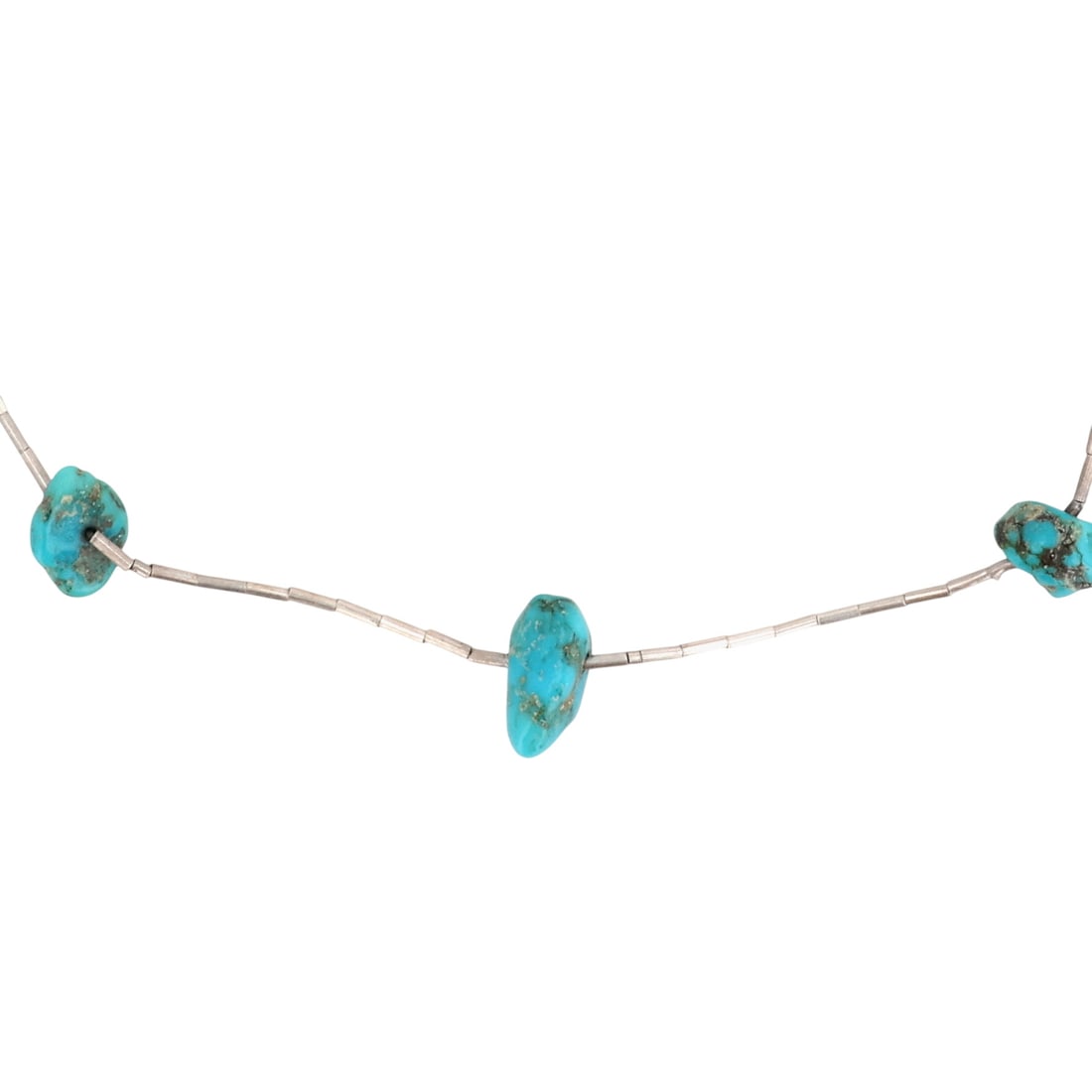 Southwest Sterling Liquid Silver Turquoise Chunk Necklace (1 of 5)