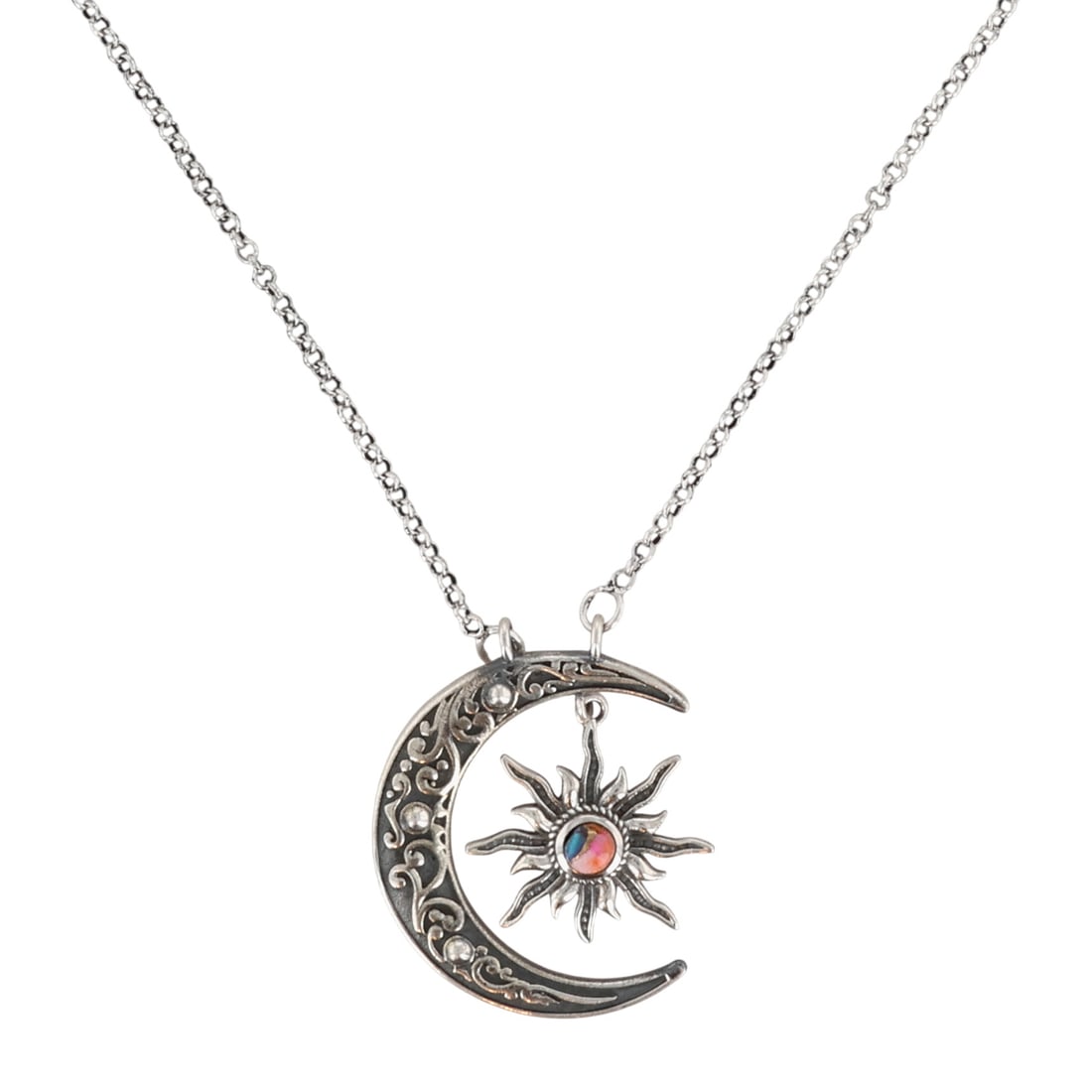 HaDa Collection Sterling Dahlia Crescent Moon Necklace (1 of 6)
