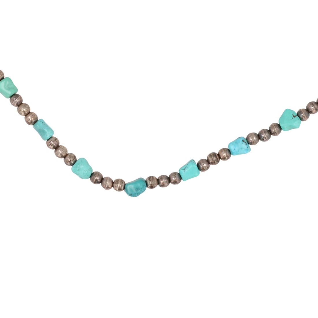 Southwest Sterling Turquoise Chunk Bead Necklace (1 of 5)