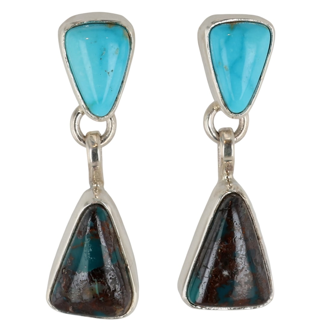 Shirley Henry Navajo Sterling Bisbee Turquoise Earrings: Shirley Henry Navajo Sterling Bisbee Turquoise Earrings / 5g