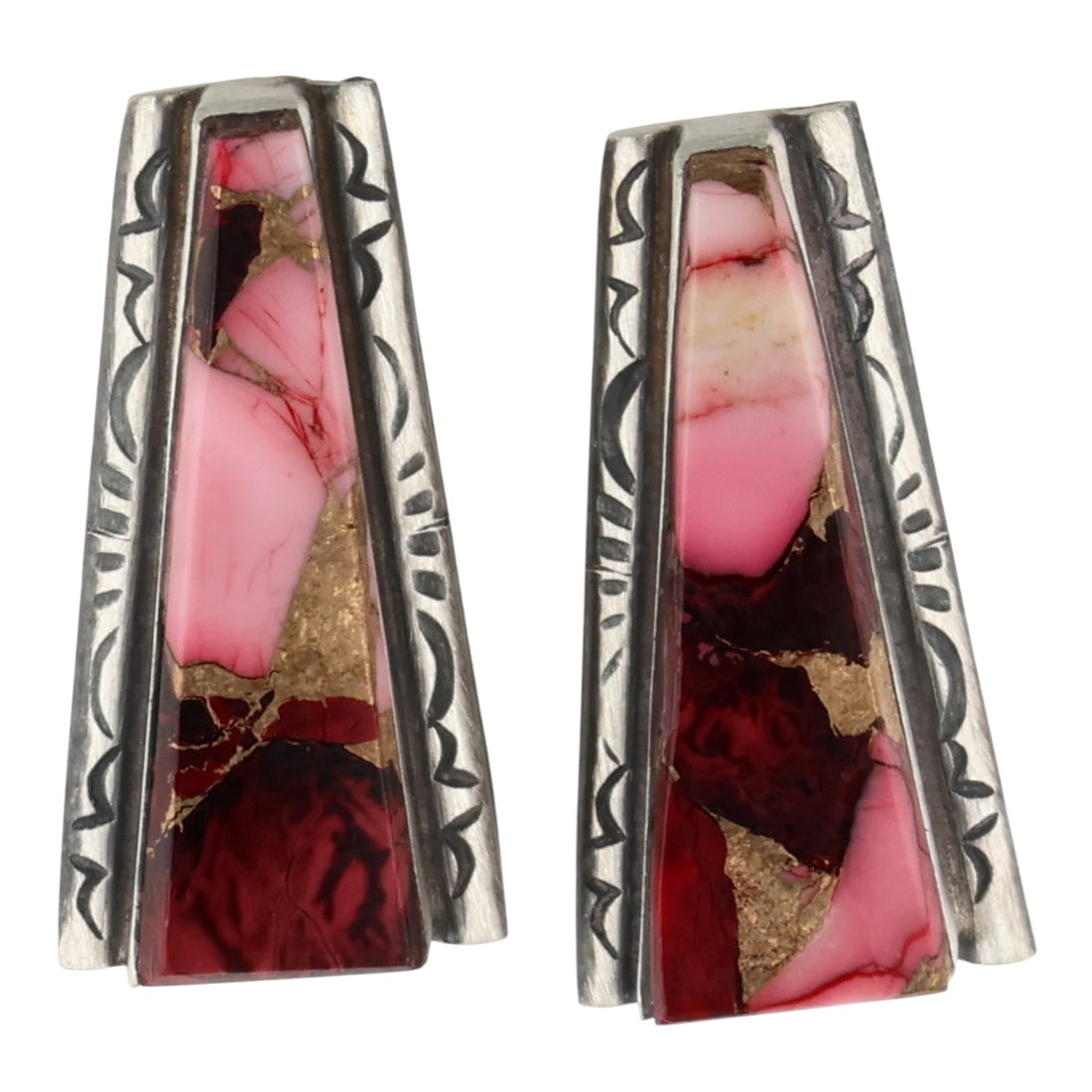 Steve Francisco Navajo Sterling Rose Dahlia Earrings: Steve Francisco Navajo Sterling Rose Dahlia Earrings / 5.5g