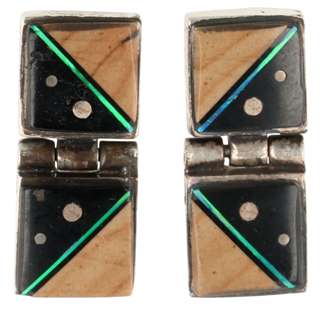 Olson Charleston Navajo Sterling Multi-Stone Inlay Earrings (1 of 4)