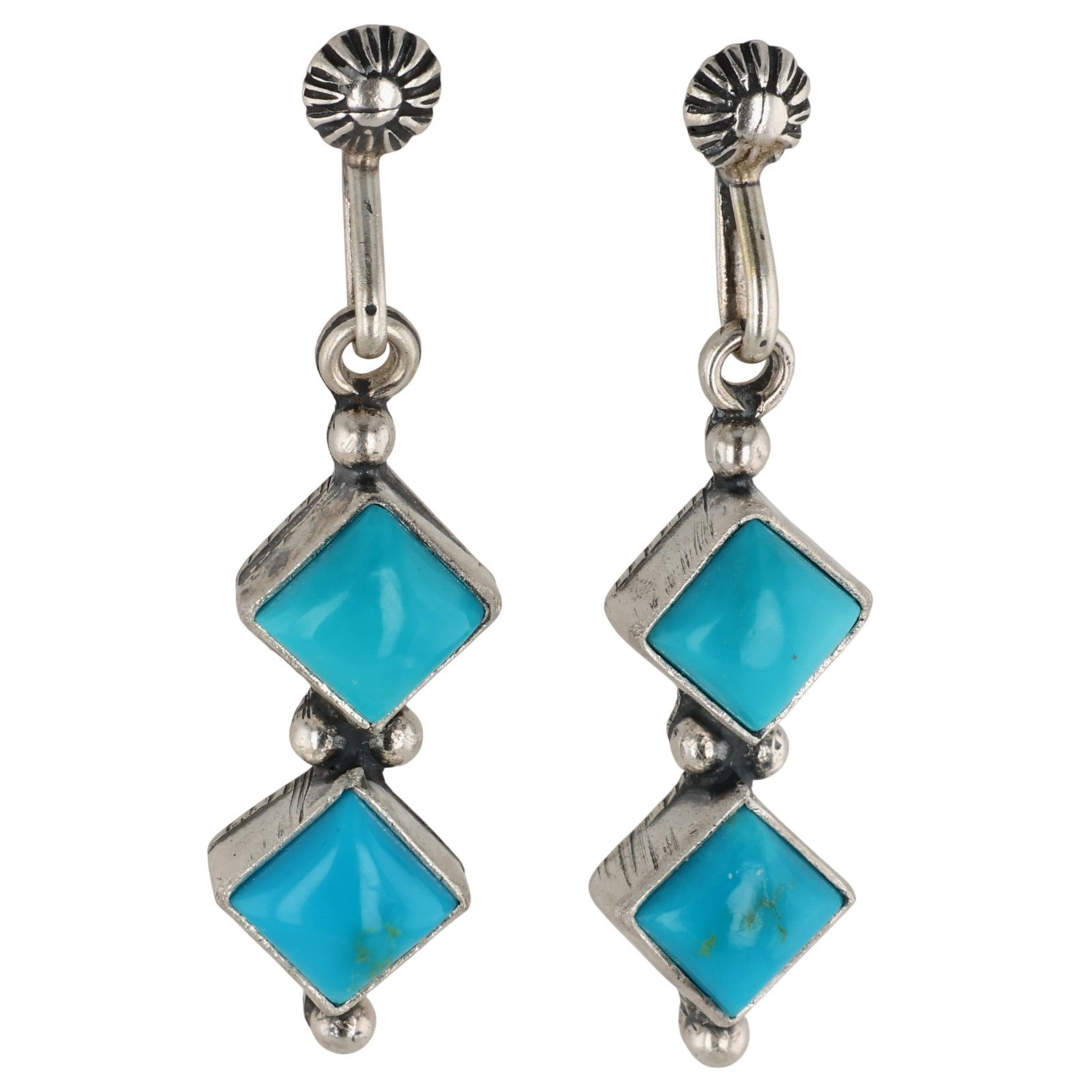 Verley Betone Navajo Sterling Kingman Turquoise Earrings: Verley Betone Navajo Sterling Kingman Turquoise Earrings / 4.5g / Unsigned. Artist attribution based on accompanying tag.