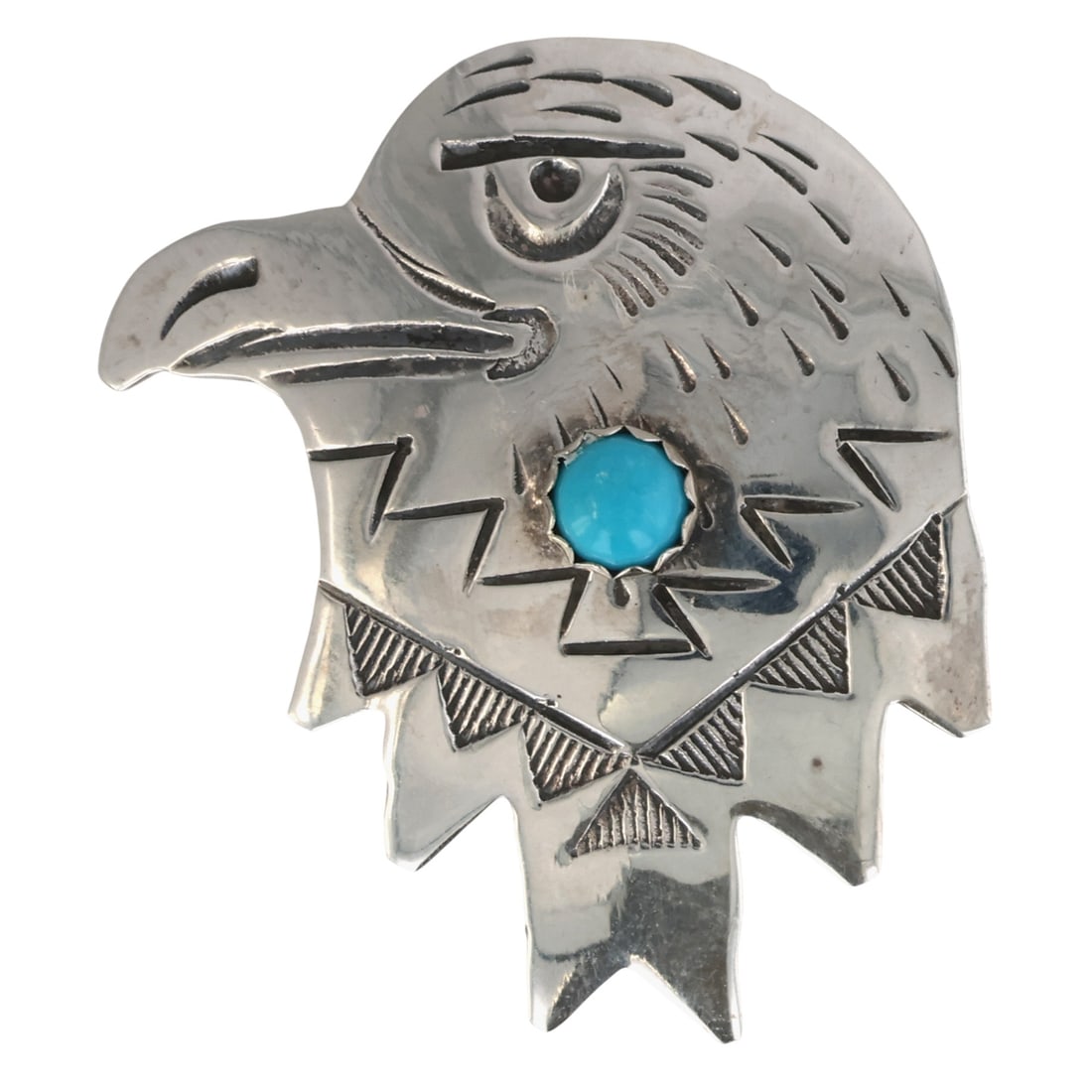 Navajo Sterling Turquoise Eagle Head Brooch: Navajo Sterling Turquoise Eagle Head Brooch / 3g