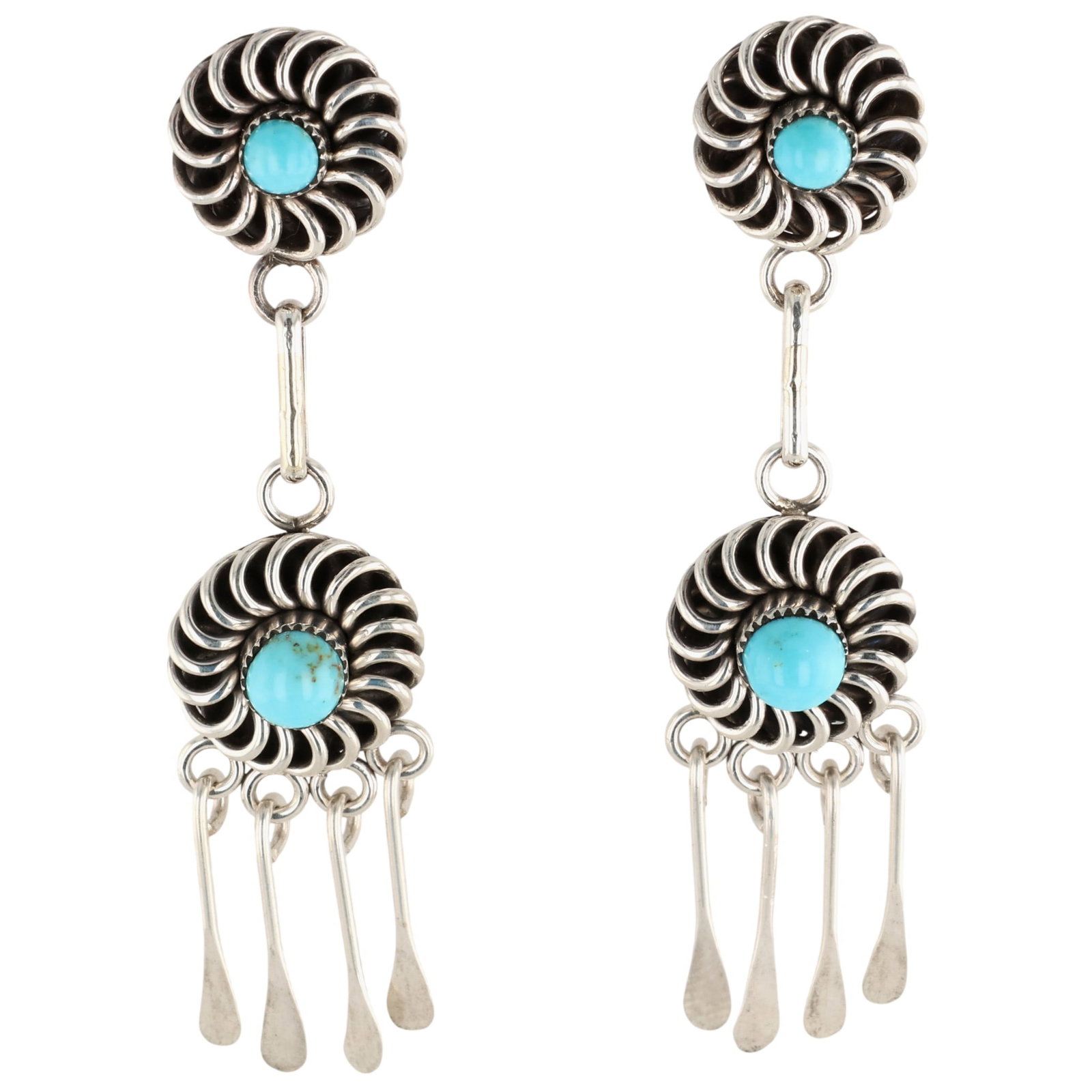 Al Lementino Zuni Sterling Turquoise Dangle Earrings (1 of 4)