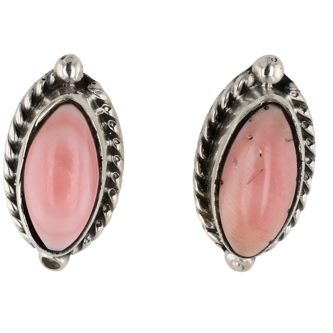 Bucky Belin Navajo Sterling Pink Conch Earrings: Bucky Belin Navajo Sterling Pink Conch Earrings / 3.5g / Unsigned. Artist attribution based on accompanying tag.