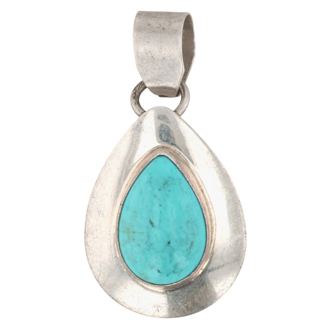 Signed Navajo Sterling Turquoise Pendant (1 of 4)