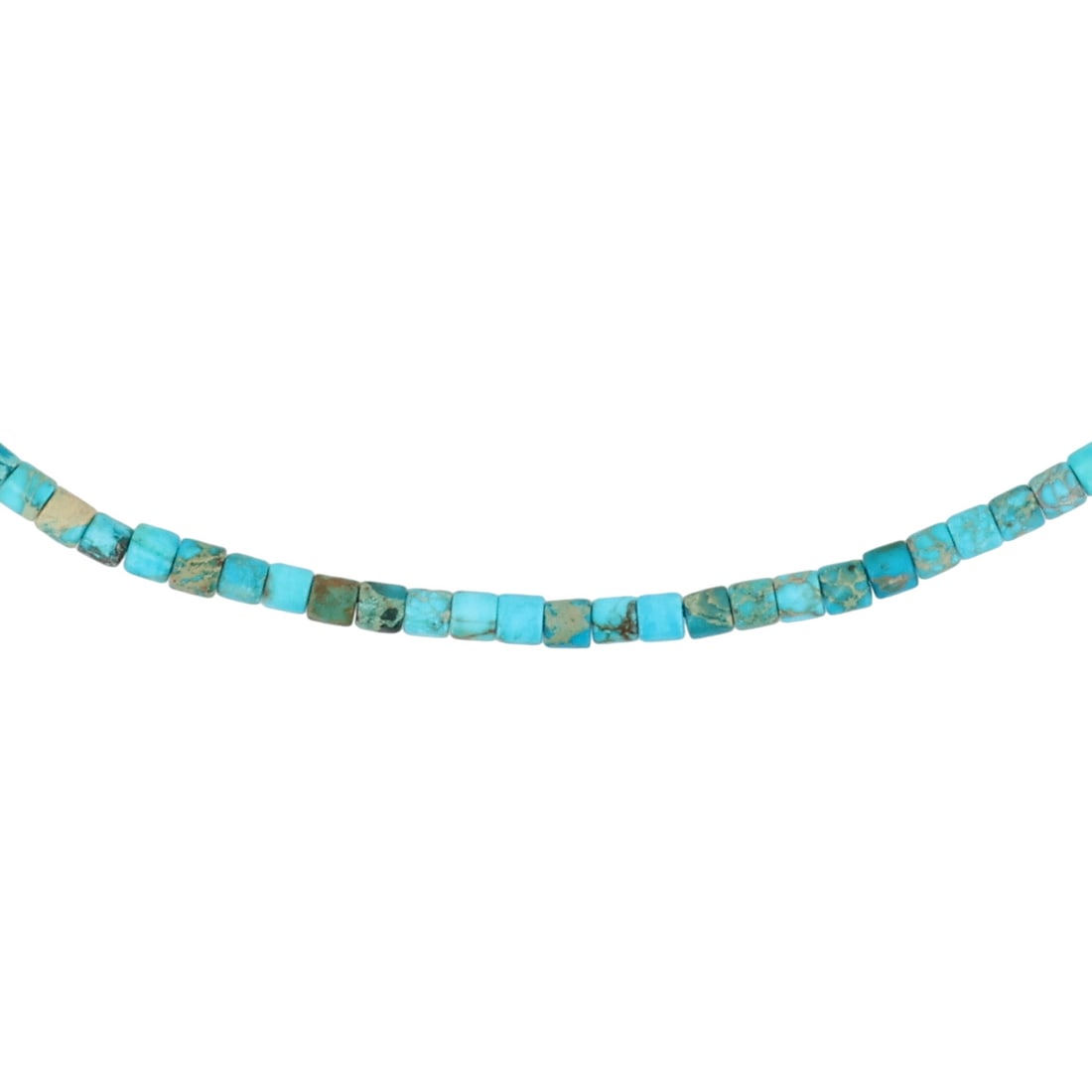 Southwest Sterling Kingman Turquoise Bead Necklace: Southwest Sterling Kingman Turquoise Bead Necklace / 8g