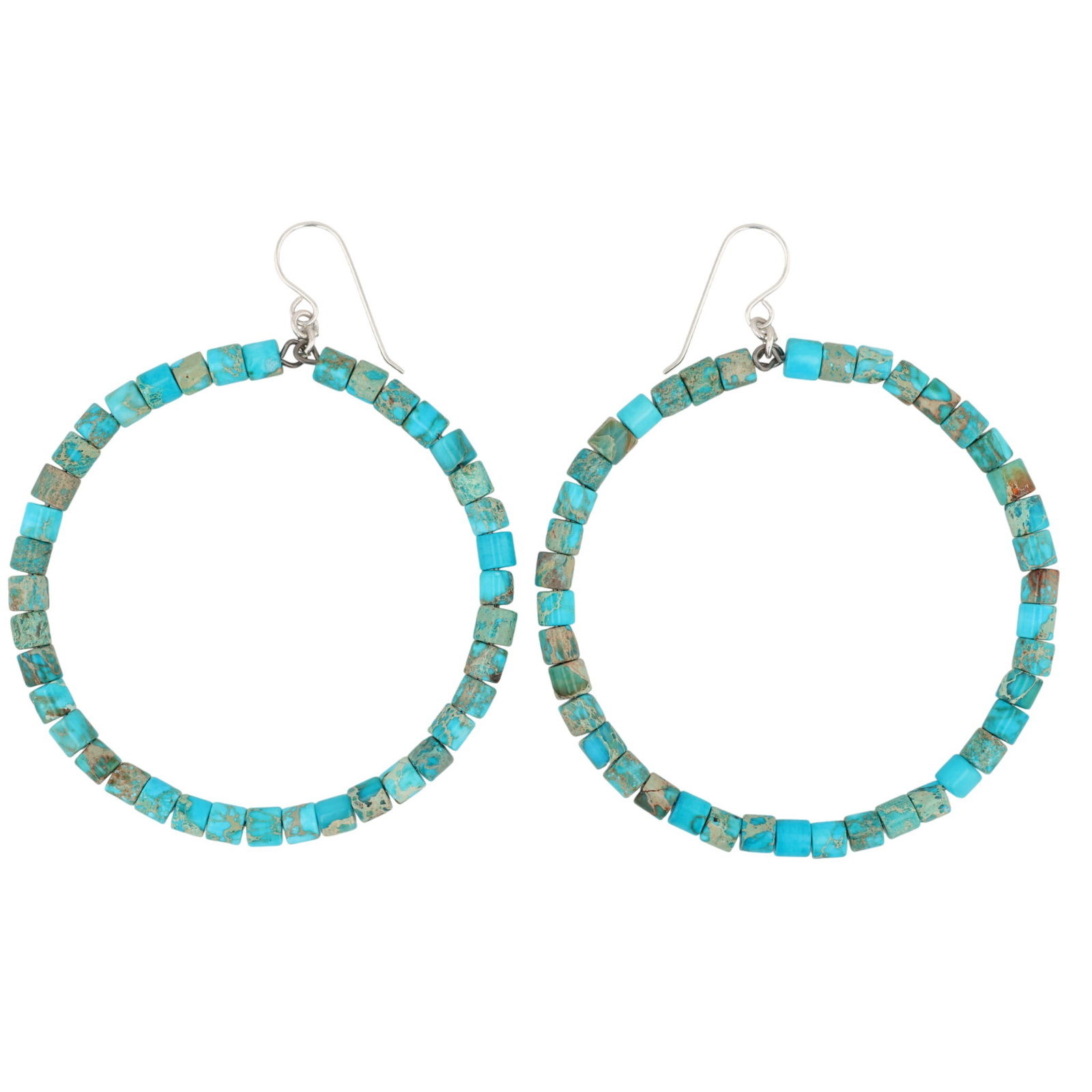 Southwest Sterling Kingman Turquoise Bead Earrings: Southwest Sterling Kingman Turquoise Bead Earrings / 11.5g