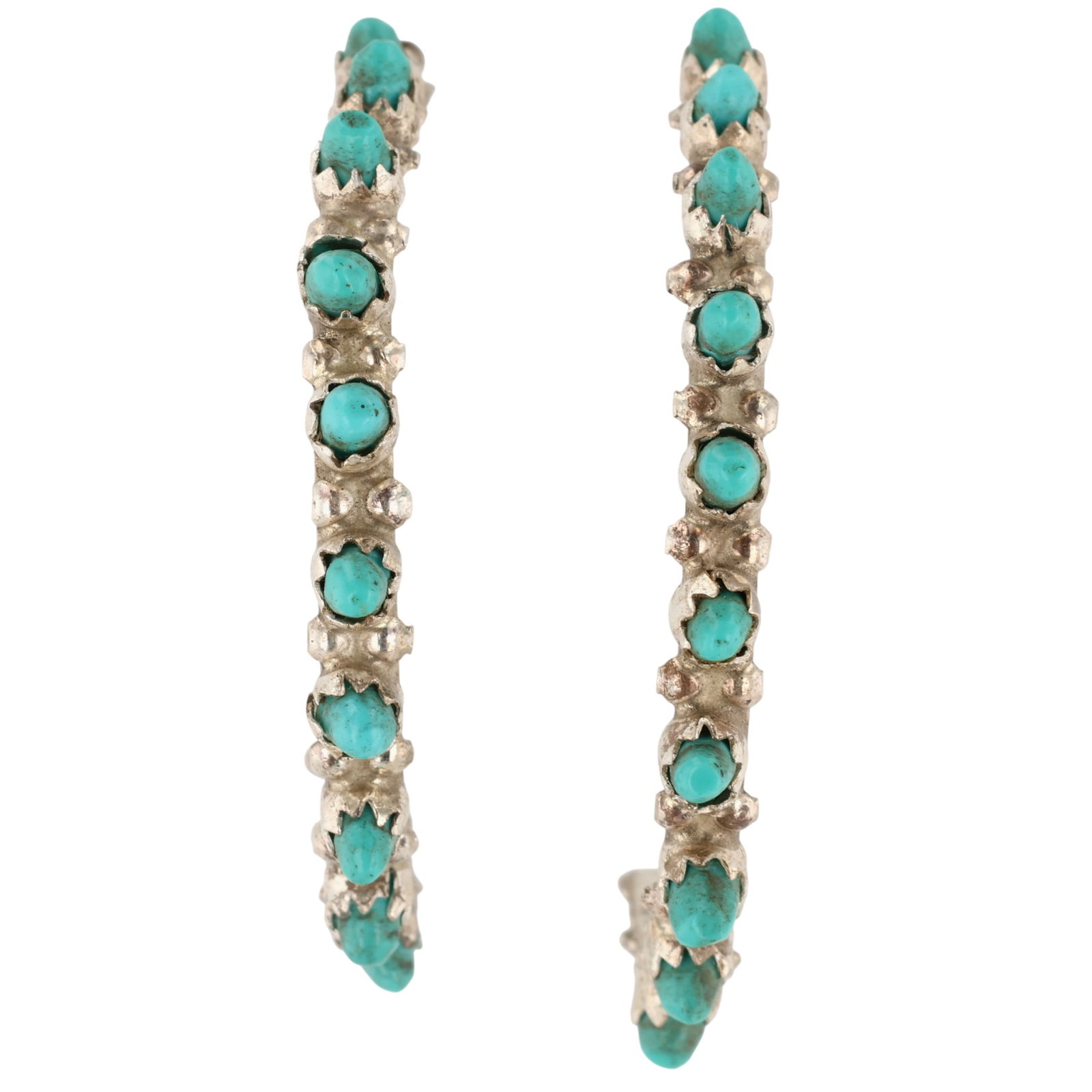 Marlon Quam Zuni Sterling Kingman Turquoise Snake Eye Earrings (1 of 3)