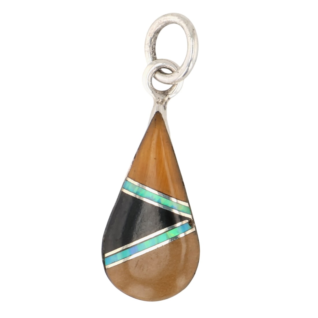 Southwest Sterling Multi-Stone Inlay Charm (1 of 4)