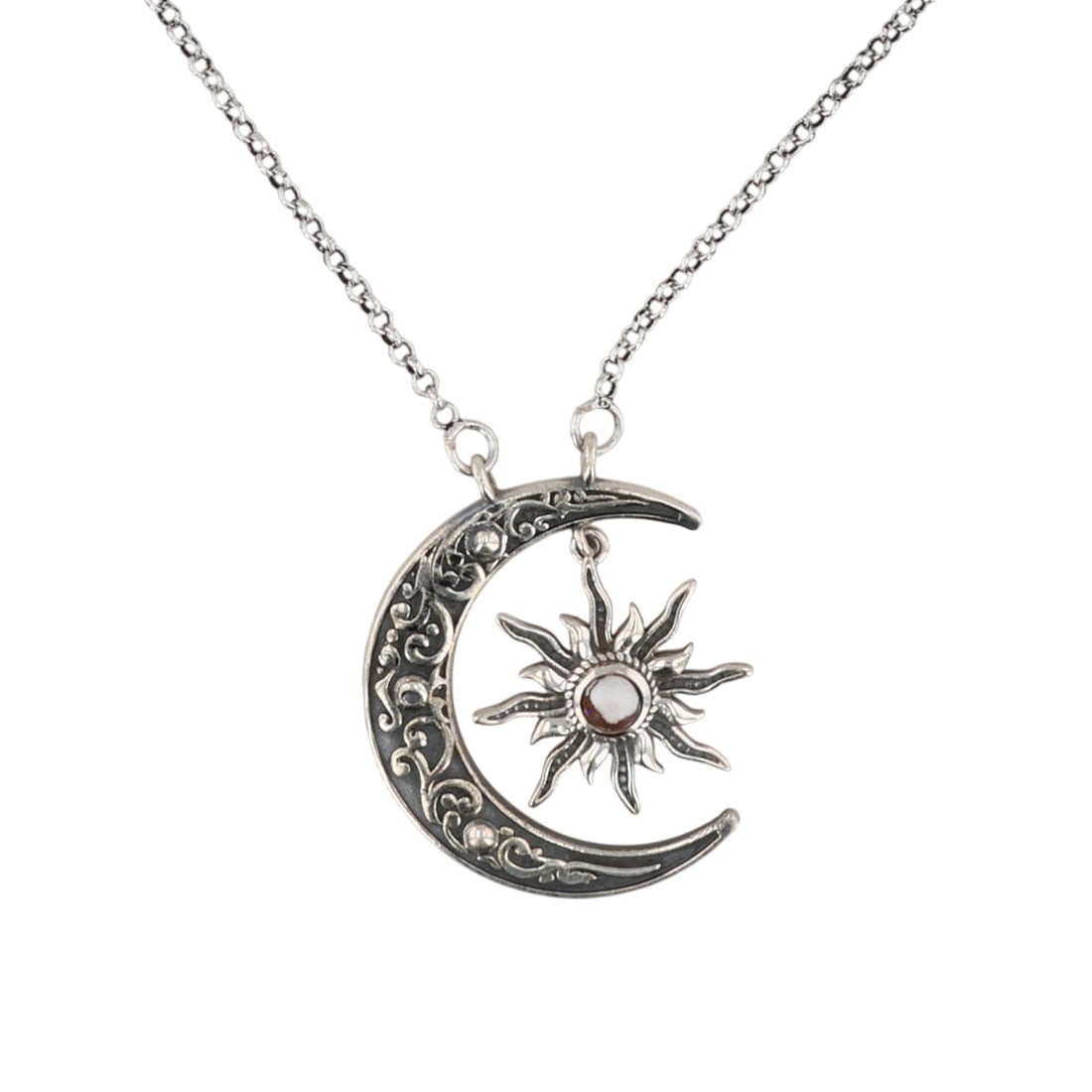 HaDa Collection Sterling Wild Horse Magnesite Crescent Moon Necklace: HaDa Collection Sterling Wild Horse Magnesite Crescent Moon Necklace / 10.5g