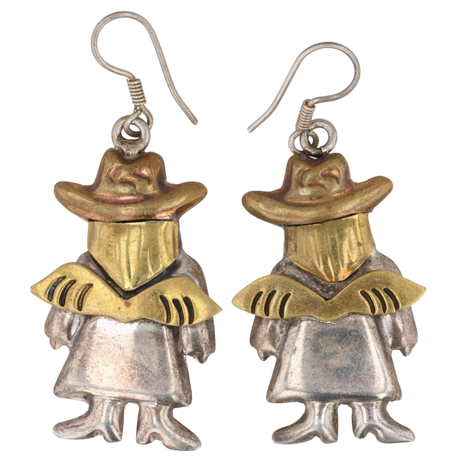 Mexico Sterling Two-Tone Cowboy Angel Earrings (1 of 4)