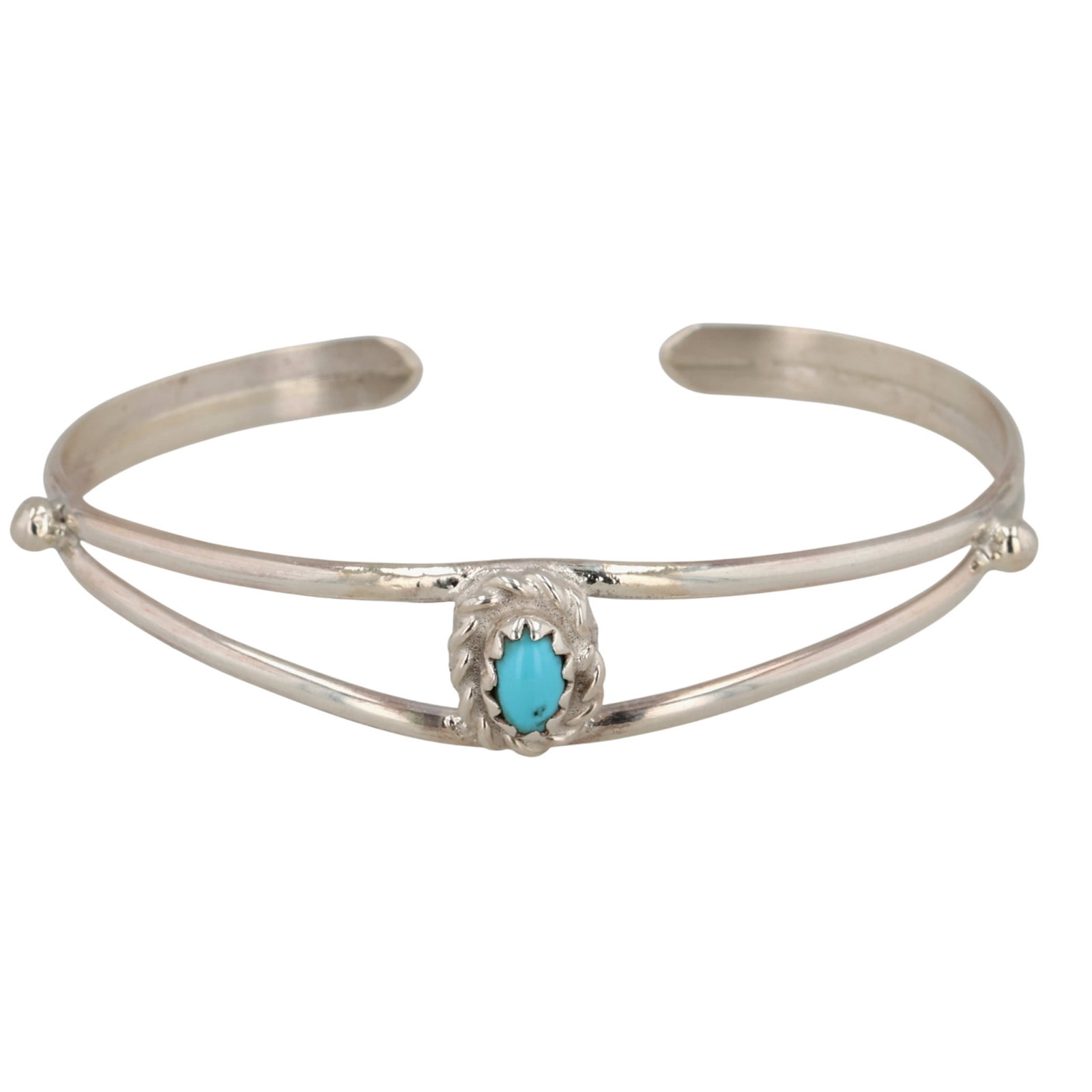 Navajo Sterling Turquoise Baby Cuff Bracelet: Navajo Sterling Turquoise Baby Cuff Bracelet / 3g
