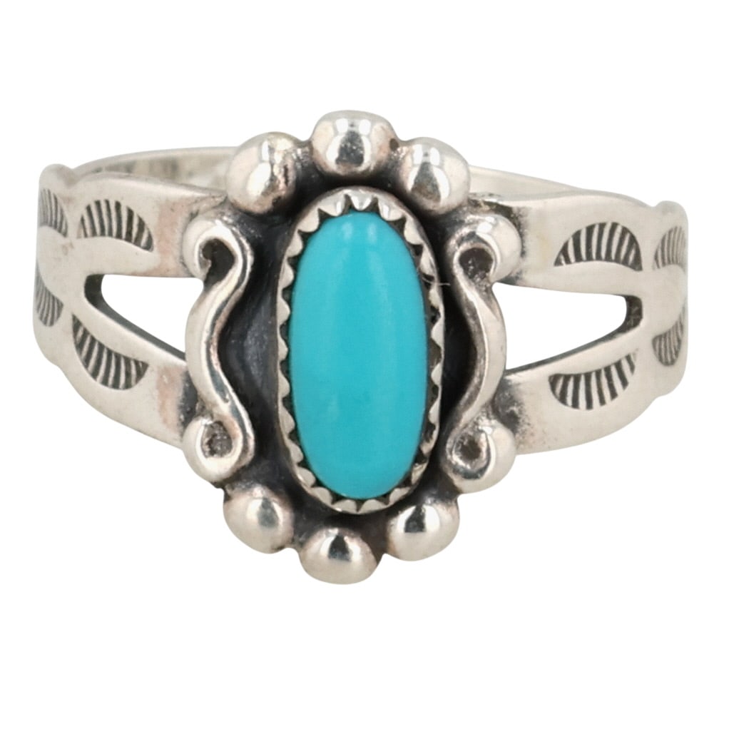 Bell Trading Post Sterling Turquoise Ring Sz 4 (1 of 6)