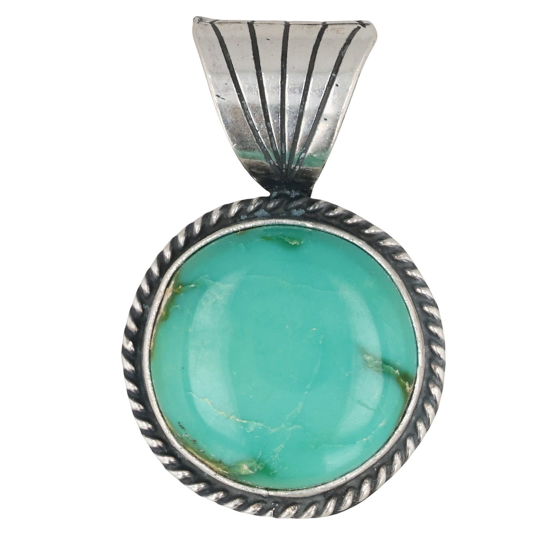 Sharon McCarthy Navajo Sterling Sonoran Gold Turquoise Pendant: Sharon McCarthy Navajo Sterling Sonoran Gold Turquoise Pendant / 4.5g / Unsigned. Artist attribution based on accompanying tag.