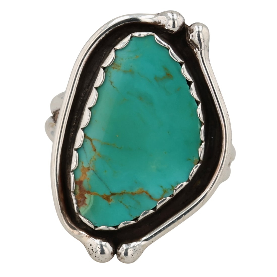 Signed Navajo Sterling Turquoise Ring Sz 8: Signed CEO Navajo Sterling Turquoise Ring Sz 8 / 6g