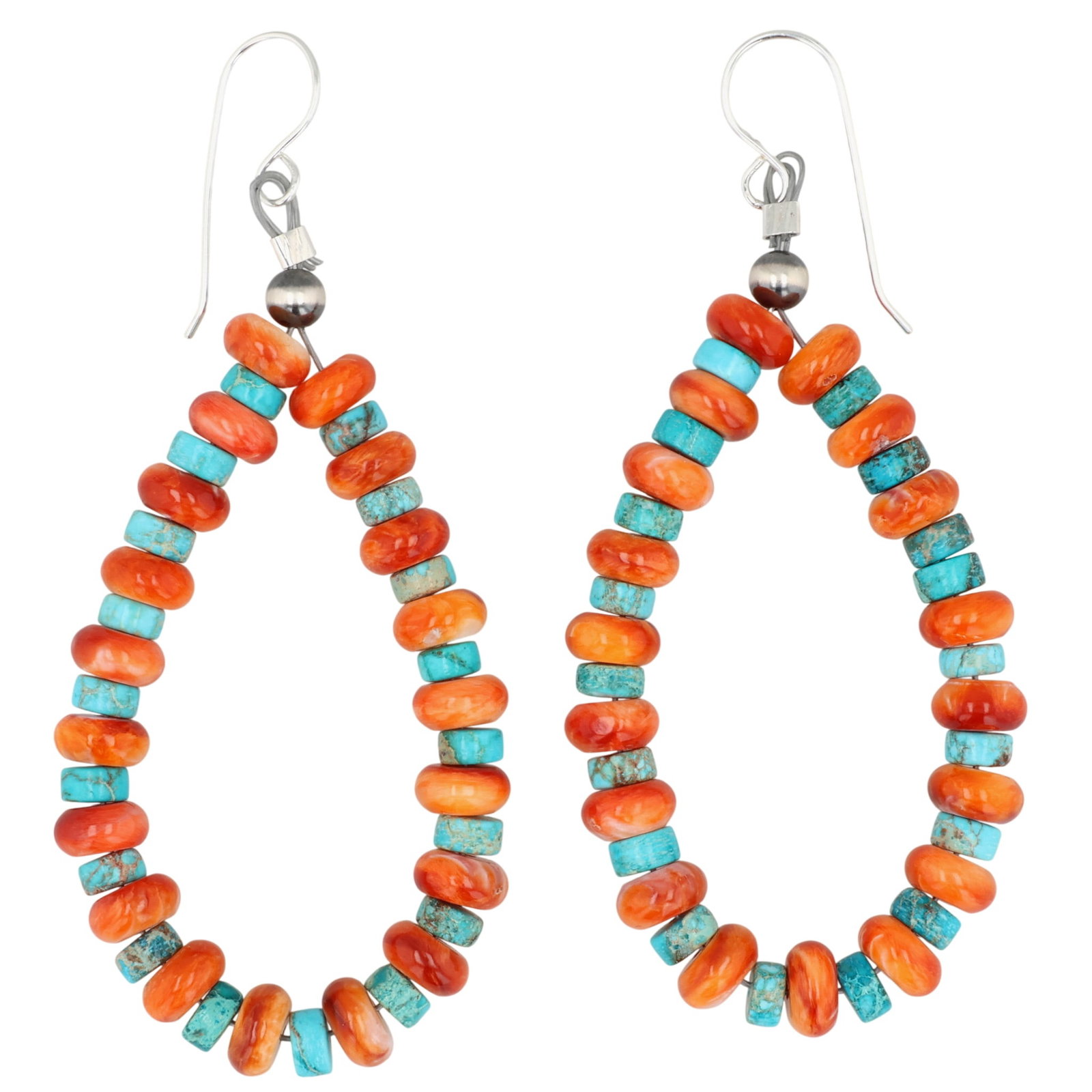Southwest Sterling Spiny Oyster Turquoise Earrings (1 of 3)