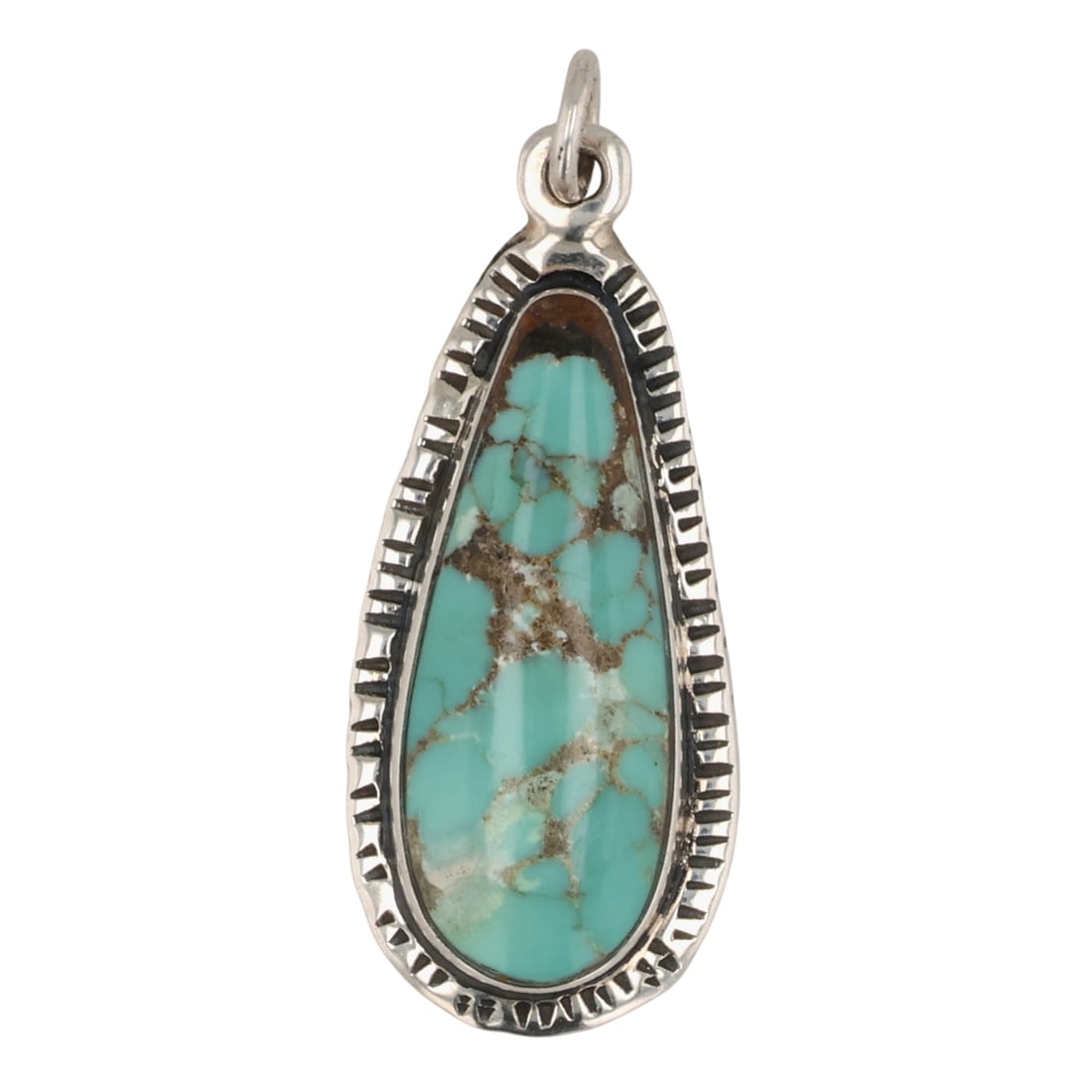 Signed Navajo Sterling Turquoise Pendant (1 of 4)