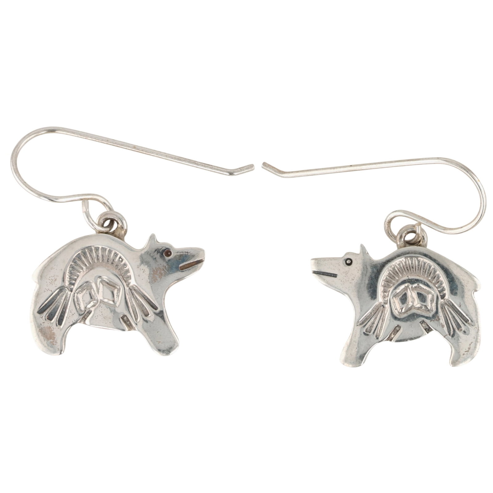 Allen Lee Navajo Sterling Stamped Bear Earrings (1 of 4)