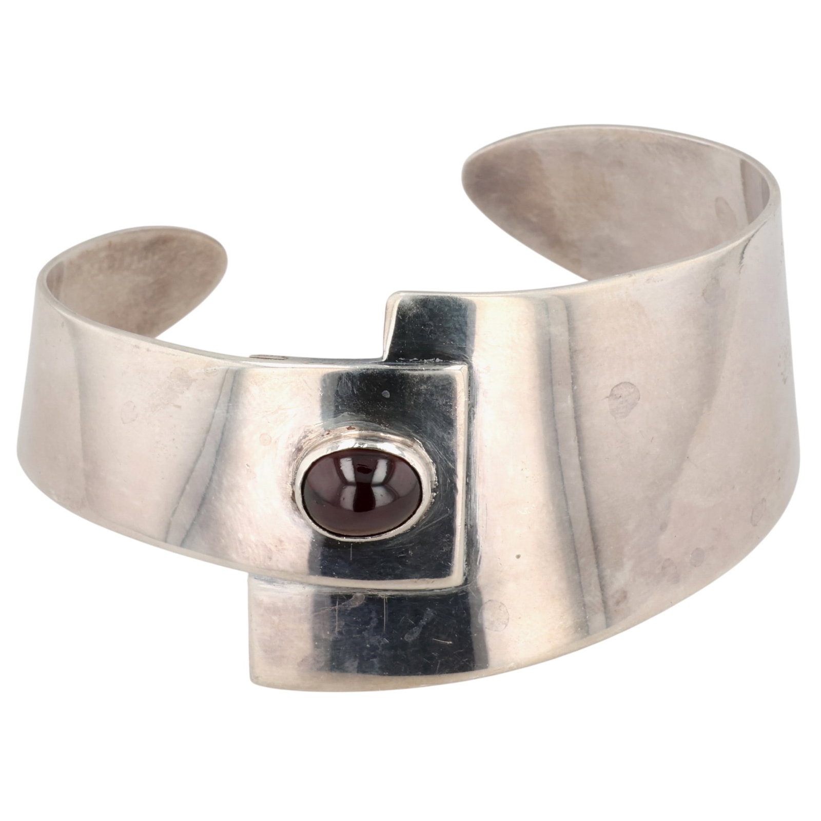 Sterling Gemstone Modernist Cuff Bracelet: Sterling Gemstone Modernist Cuff Bracelet / 38g