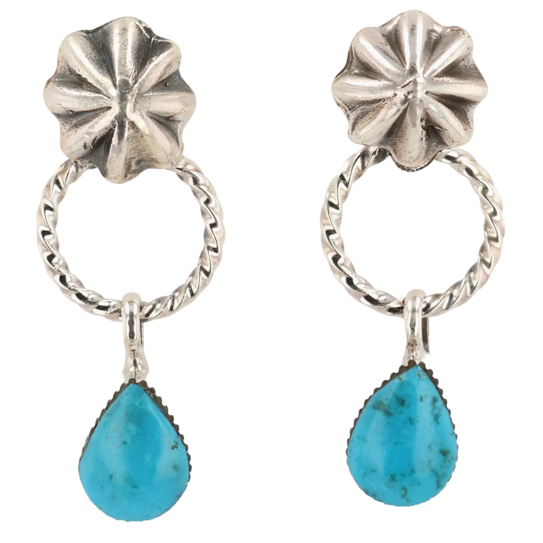 Sheena Jack Navajo Sterling Kingman Turquoise Earrings: Sheena Jack Navajo Sterling Kingman Turquoise Earrings / 6g / Unsigned. Artist attribution based on accompanying tag.