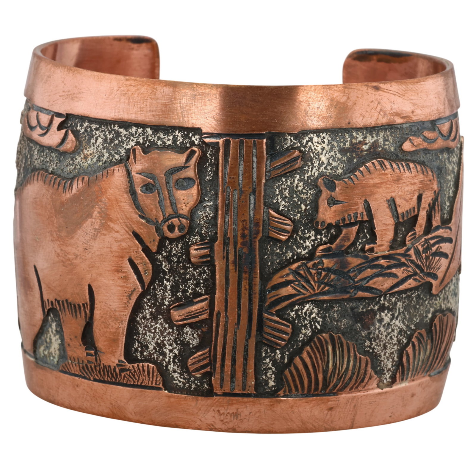 Elaine Becenti Navajo Copper Storyteller Cuff Bracelet (1 of 7)