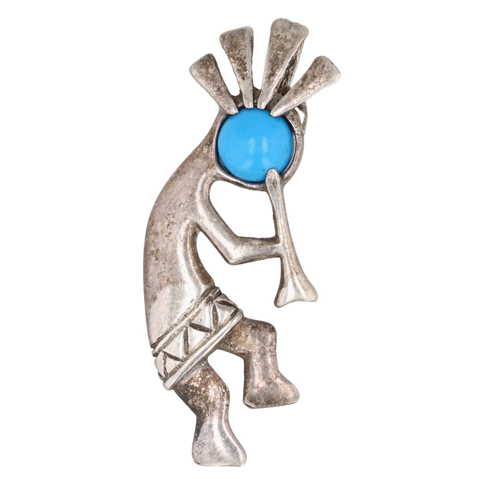 Jim Calladitto Navajo Sterling Turquoise Kokopelli Pendant: Jim Calladitto Navajo Sterling Turquoise Kokopelli Pendant / 2.5g