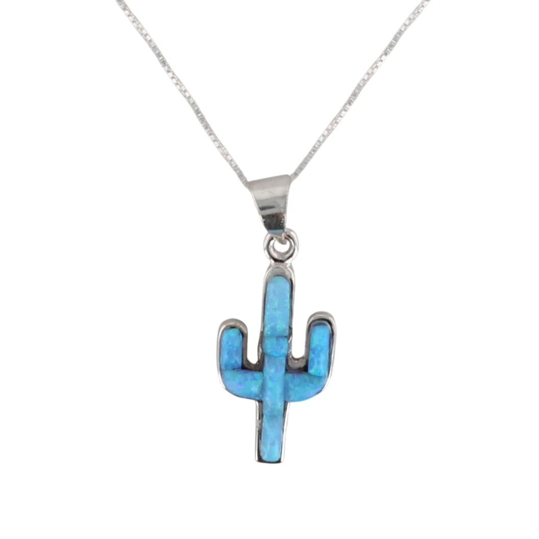 Allen Lee Navajo Sterling Opal Cactus Necklace (1 of 5)