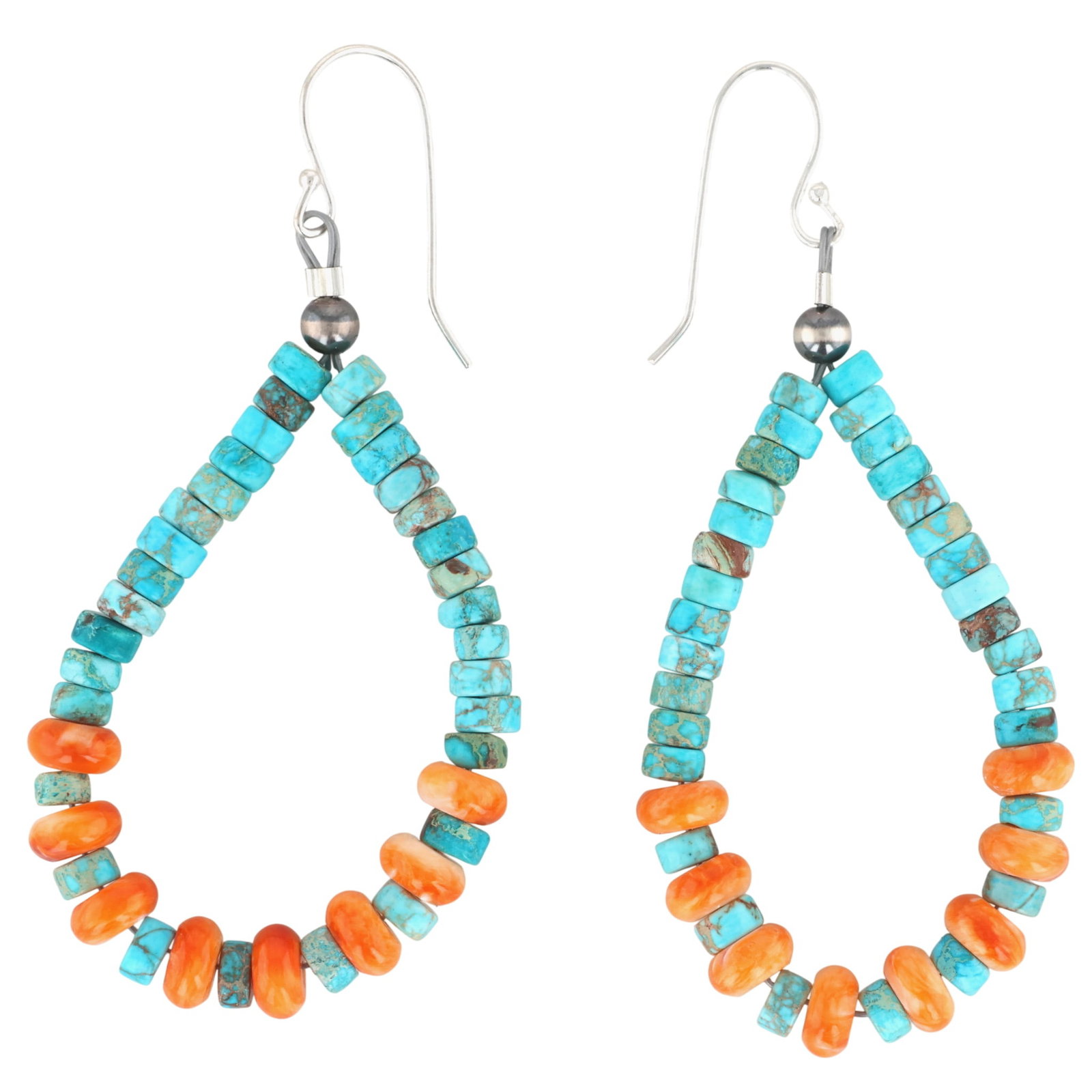 Southwest Sterling Turquoise Spiny Oyster Bead Earrings (1 of 3)