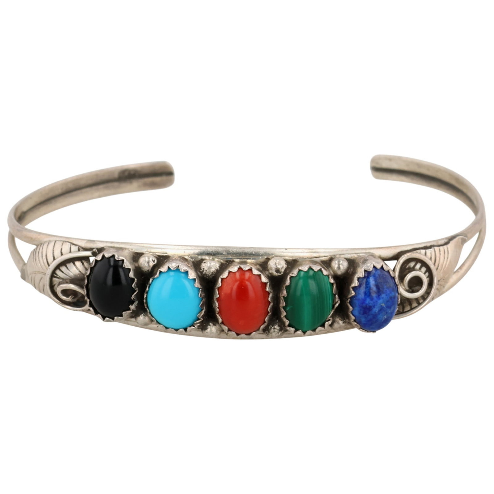 Jason Livingston Navajo Sterling Multi-Stone Cuff Bracelet (1 of 7)