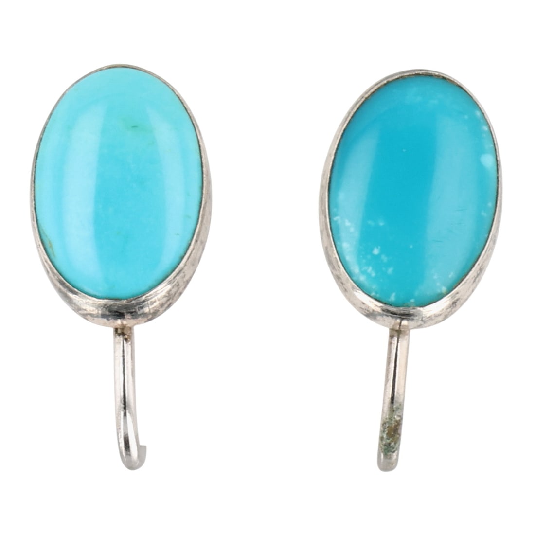 Sterling Turquoise Earrings: Sterling Turquoise Clip Back Earrings / 3g