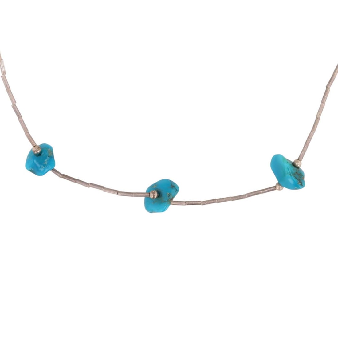 Southwest Sterling Liquid Silver Turquoise Chunk Necklace (1 of 5)