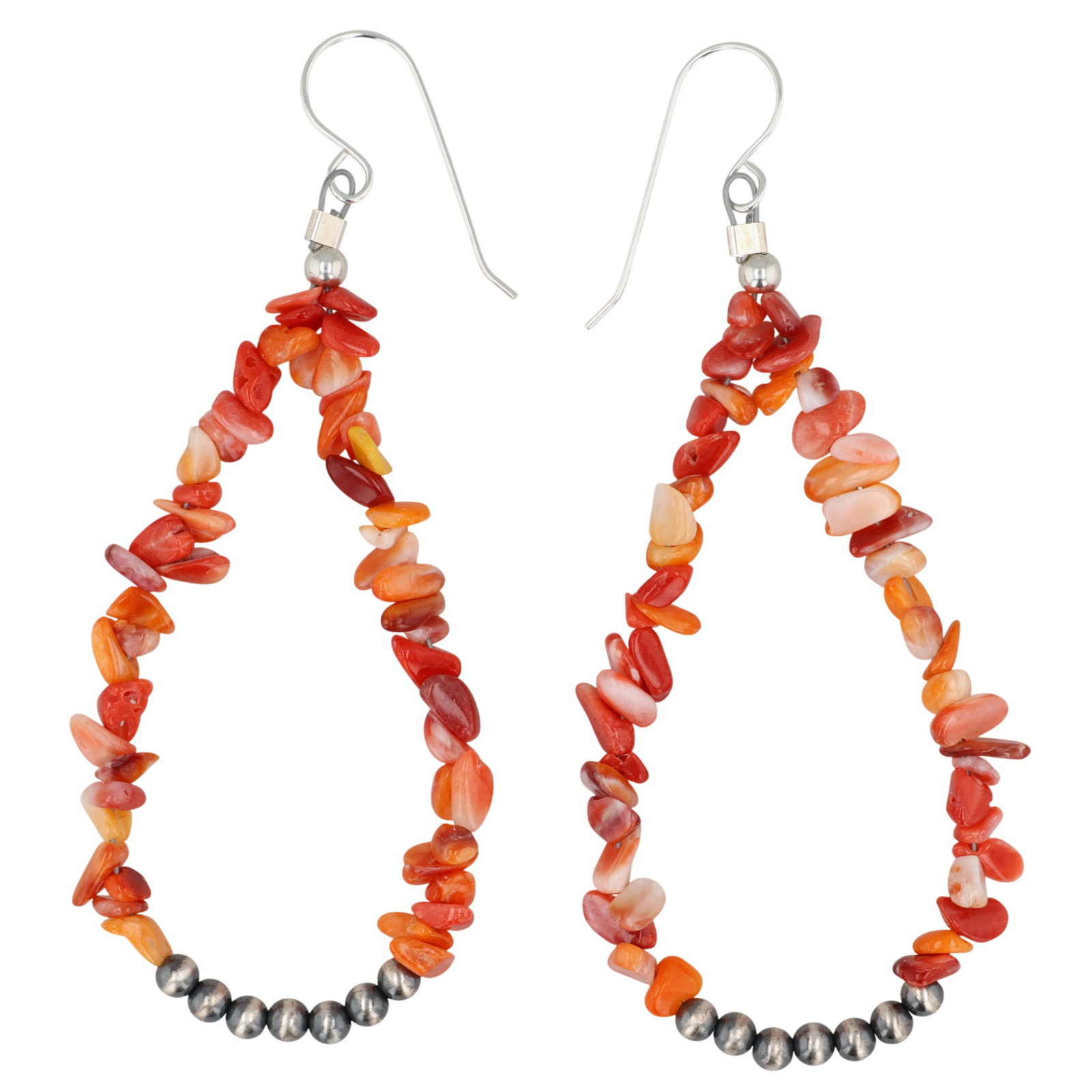 Southwest Sterling Spiny Oyster Bead Earrings: Southwest Sterling Spiny Oyster Bead Earrings / 4.5g