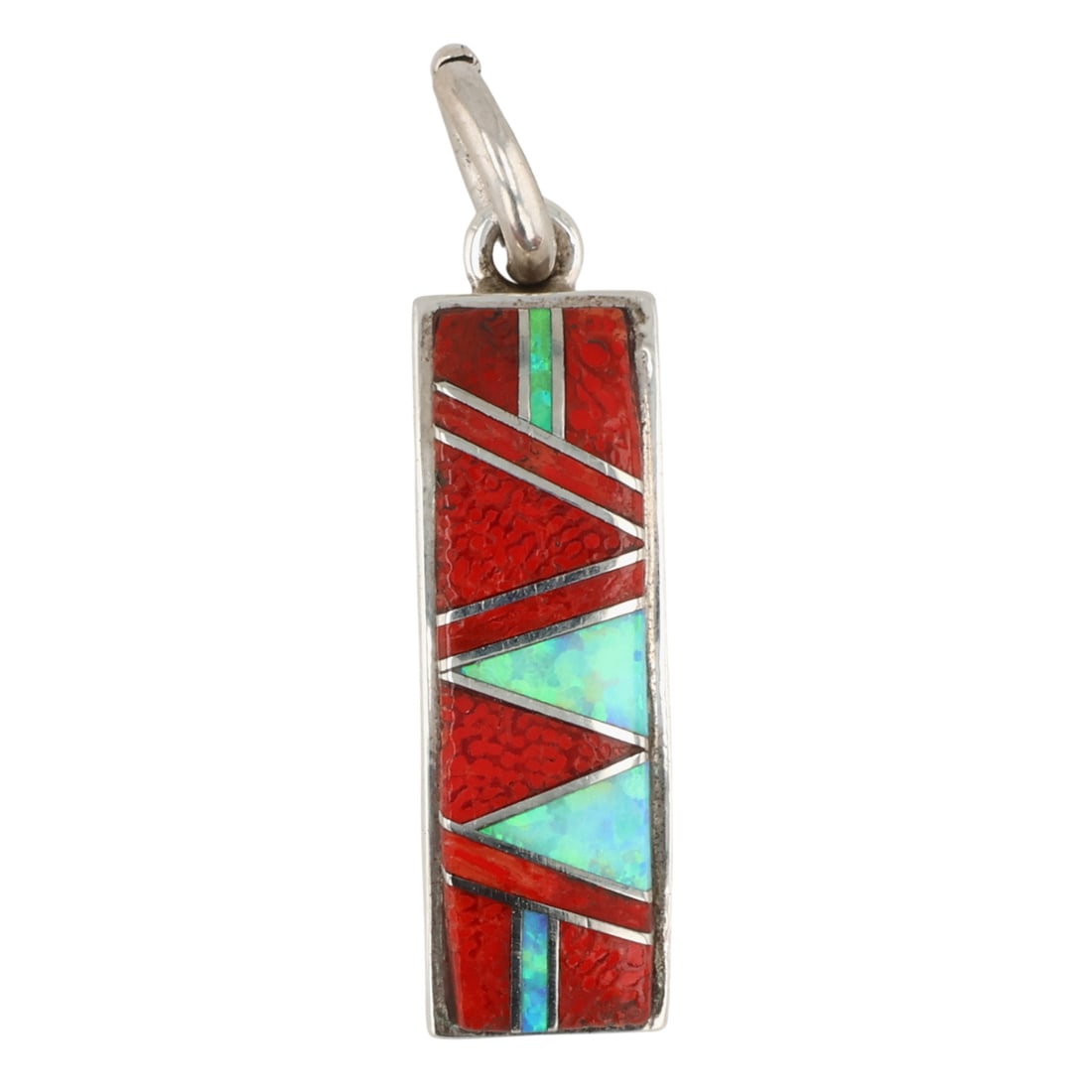 Navajo Sterling Coral Opal Inlay Pendant: Navajo Sterling Coral Opal Inlay Pendant / 3g